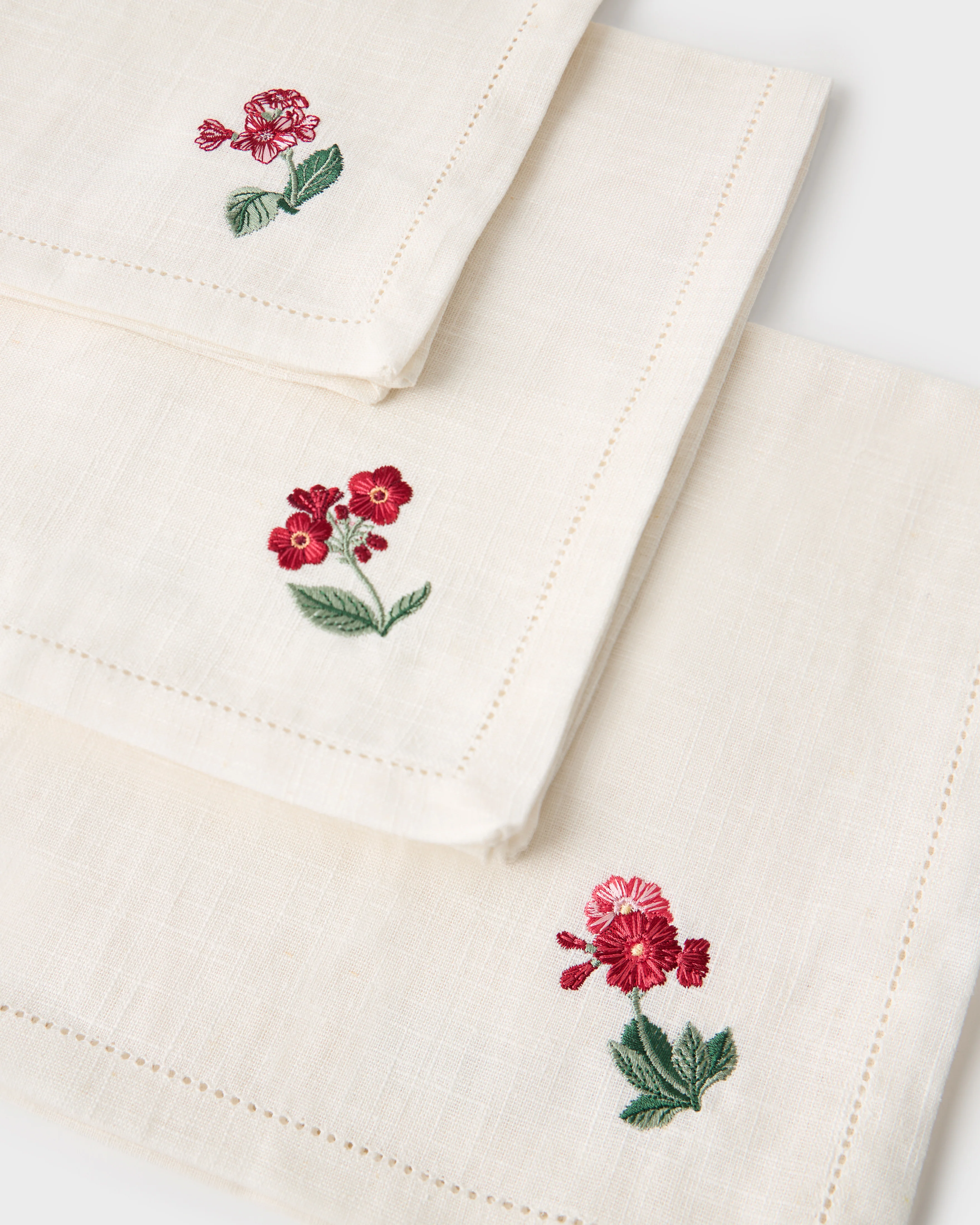 Floral Medley Embroidered Linen Napkins (Set of 6) - Image 3