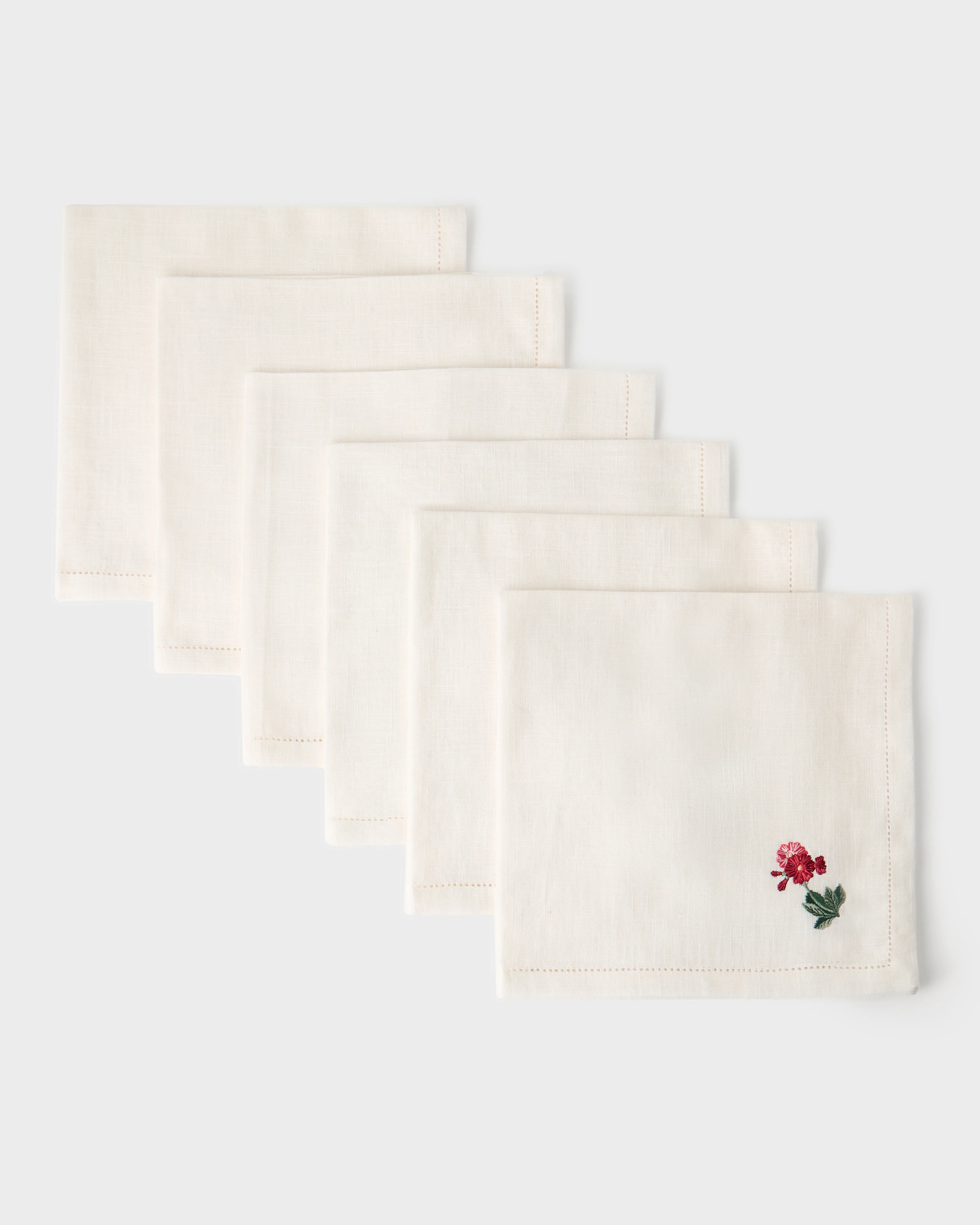 Floral Medley Embroidered Linen Napkins (Set of 6) - Image 4