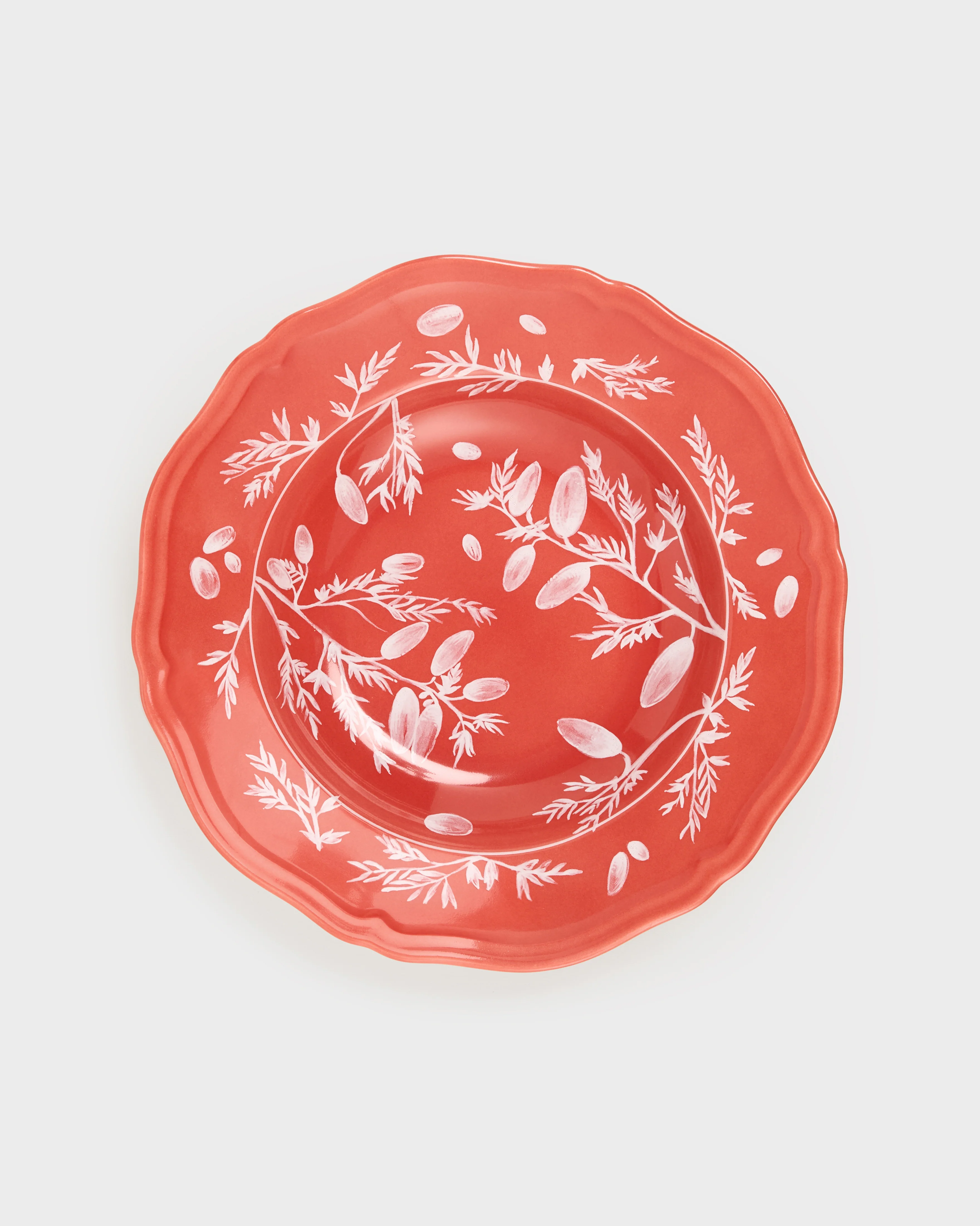 Floral Soup Plate Red by Ginori 1735