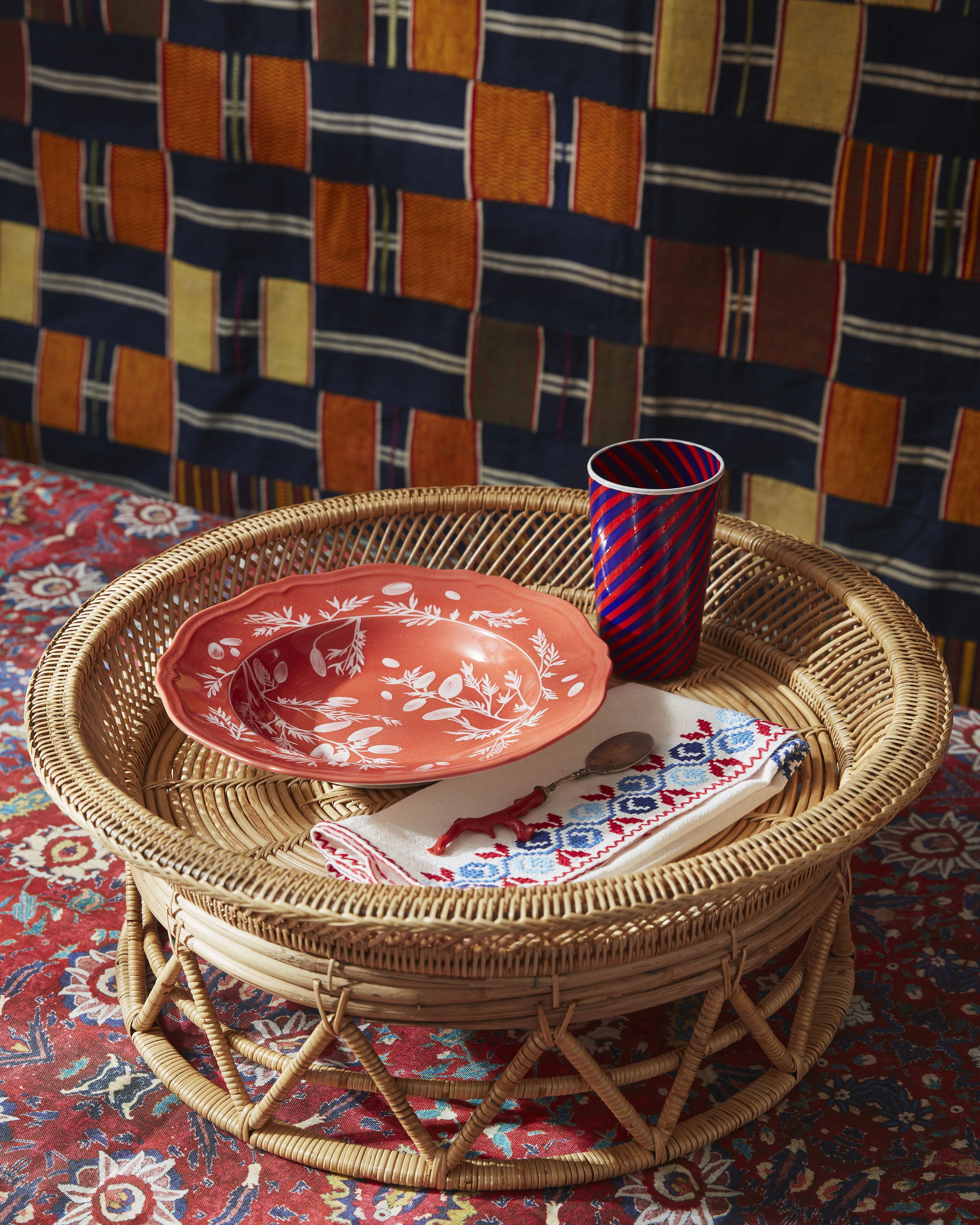 Floral Soup Plate Red by Ginori 1735 - Image 2