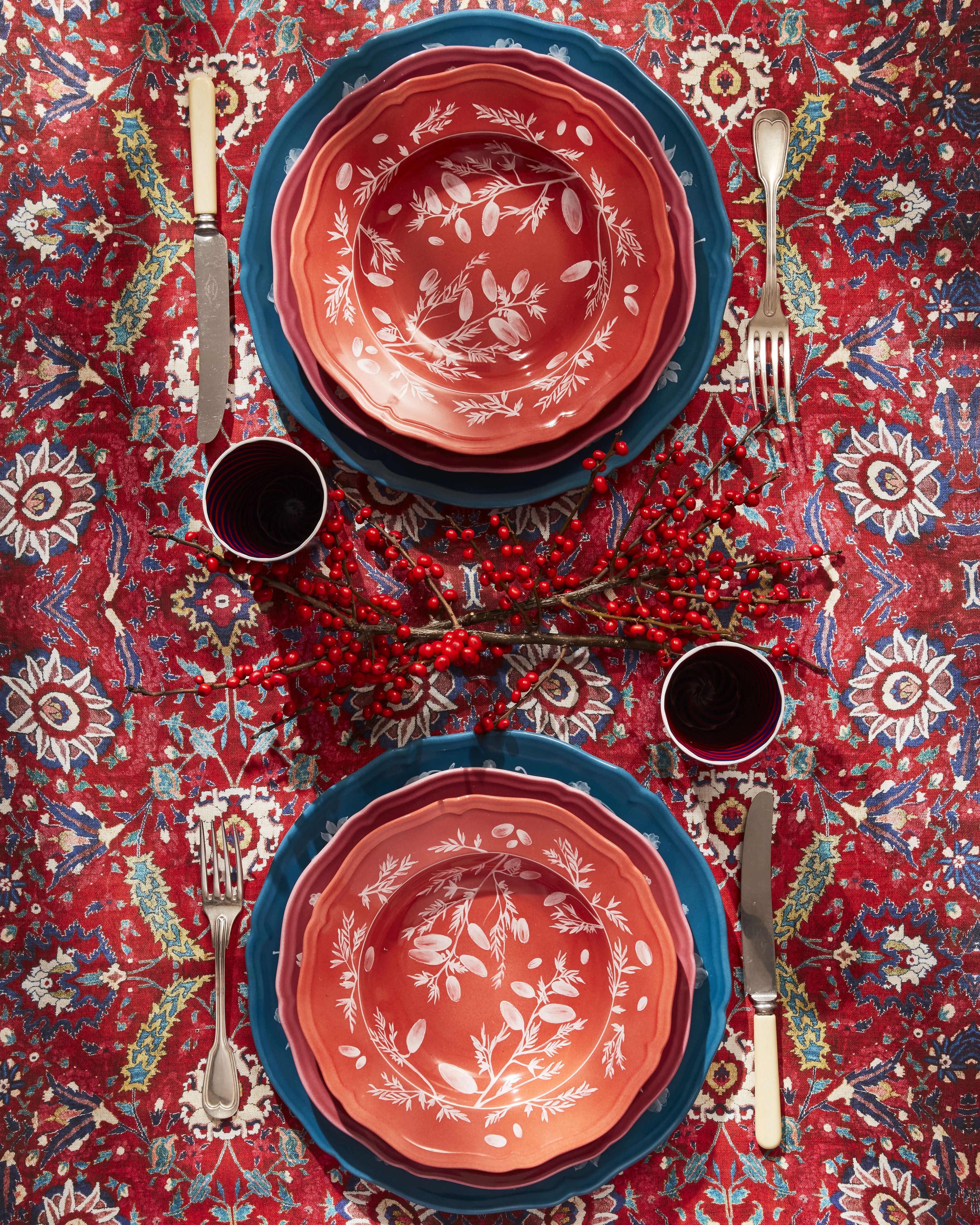 Floral Soup Plate Red by Ginori 1735 - Image 4