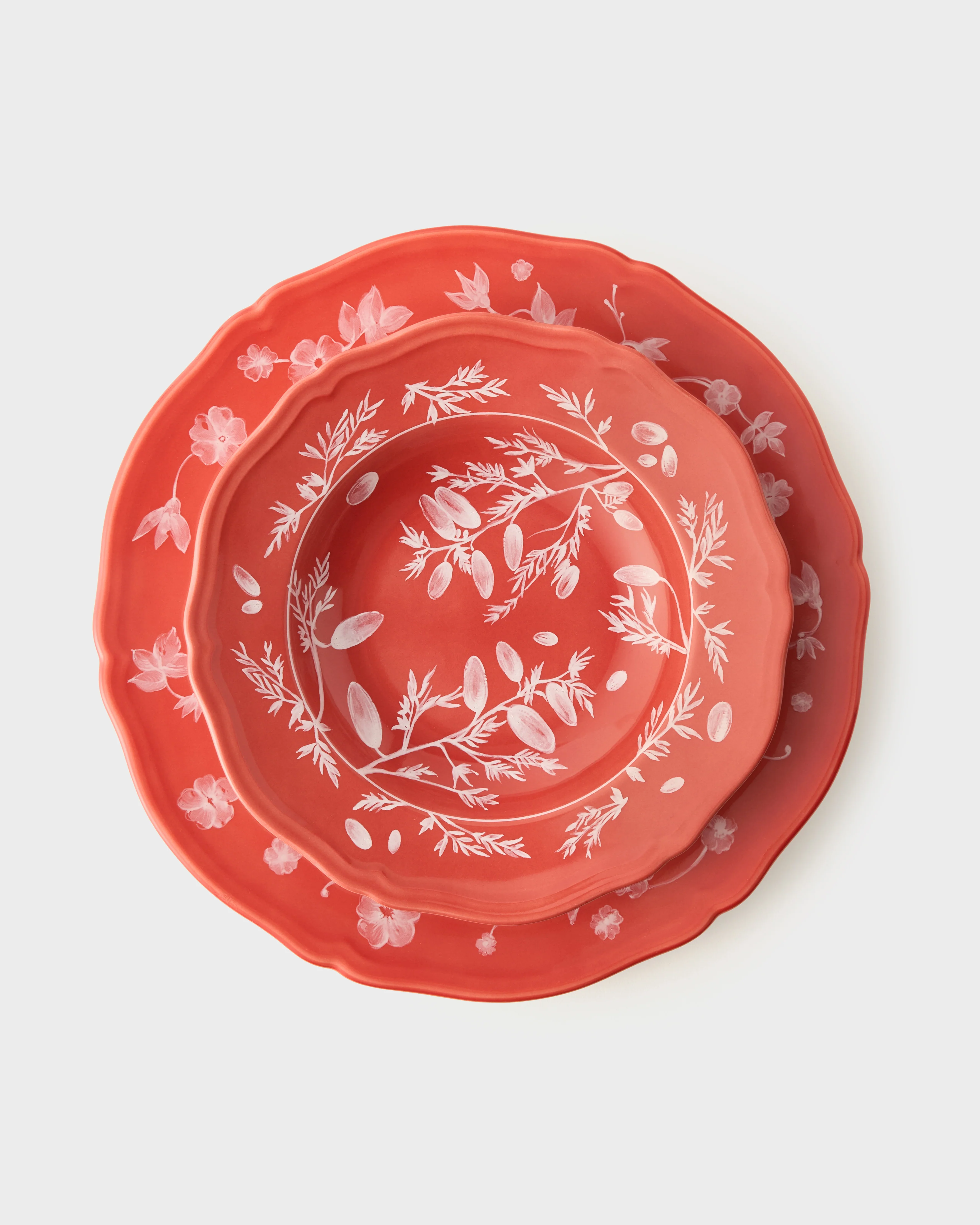 Floral Soup Plate Red by Ginori 1735 - Image 6
