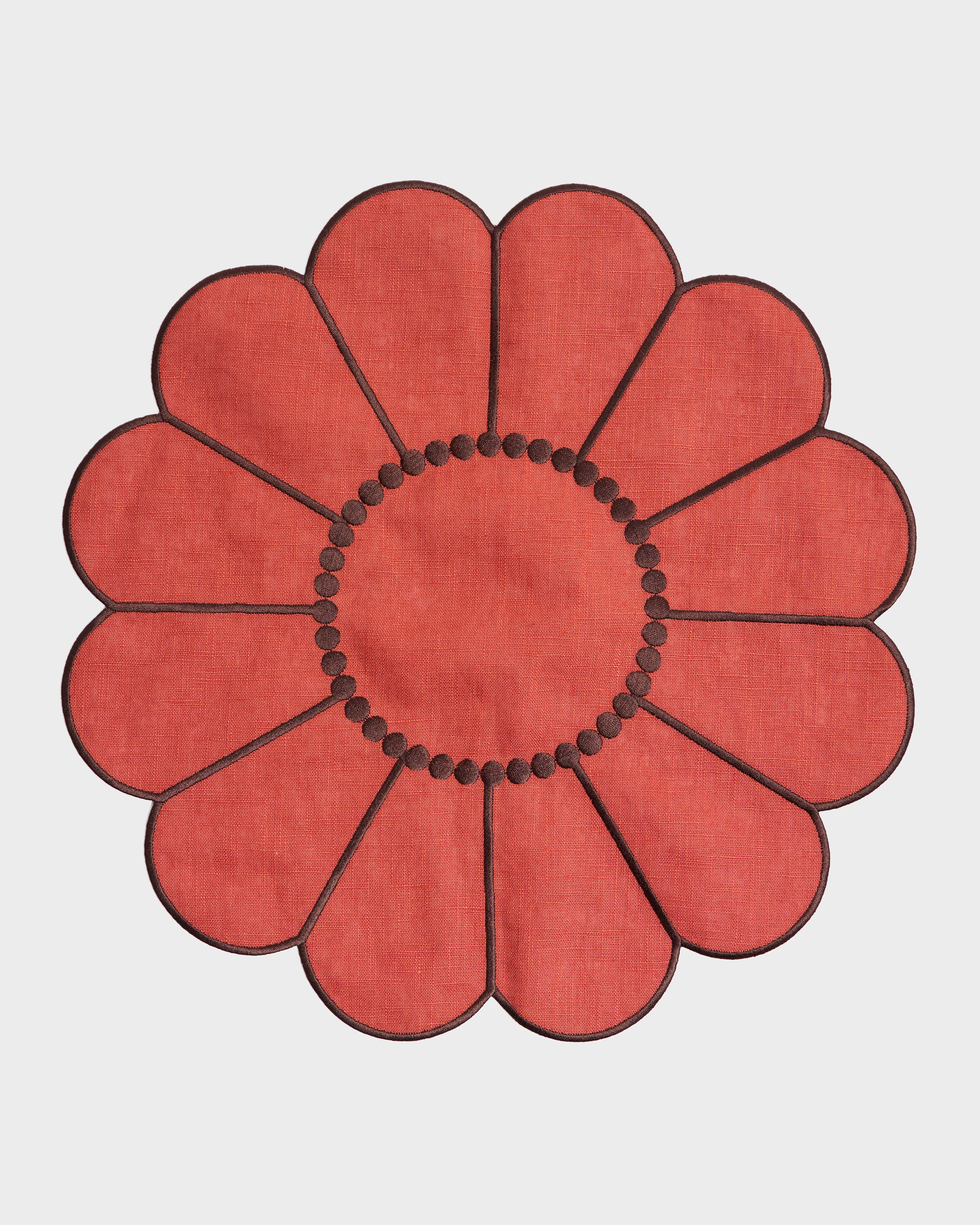 Floral Embroidered Placemat, Terracotta