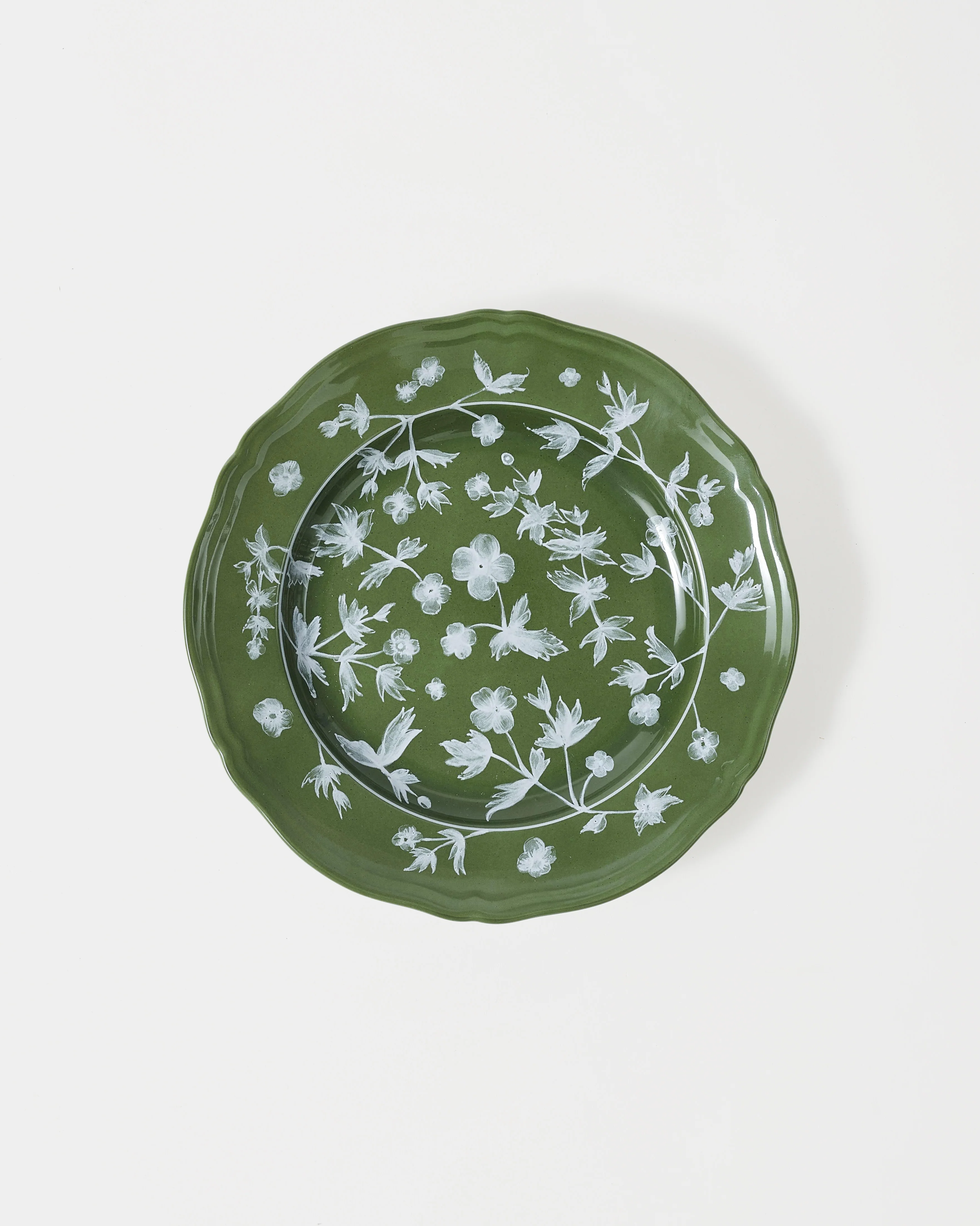 Floral Dessert Plate Green by Ginori 1735