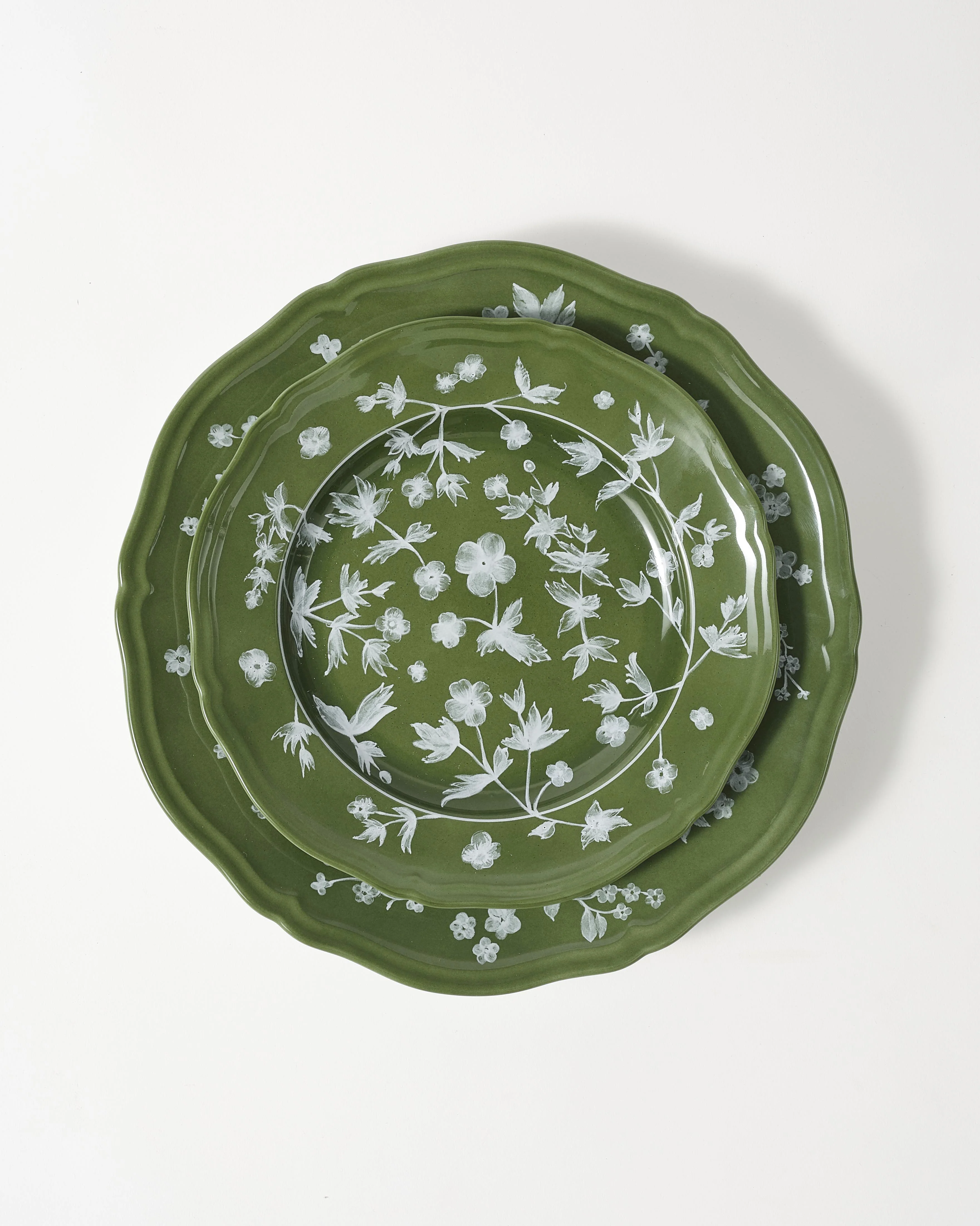 Ginori Floral Dinner and Dessert Plate, Green (Set of 4) - Image 3