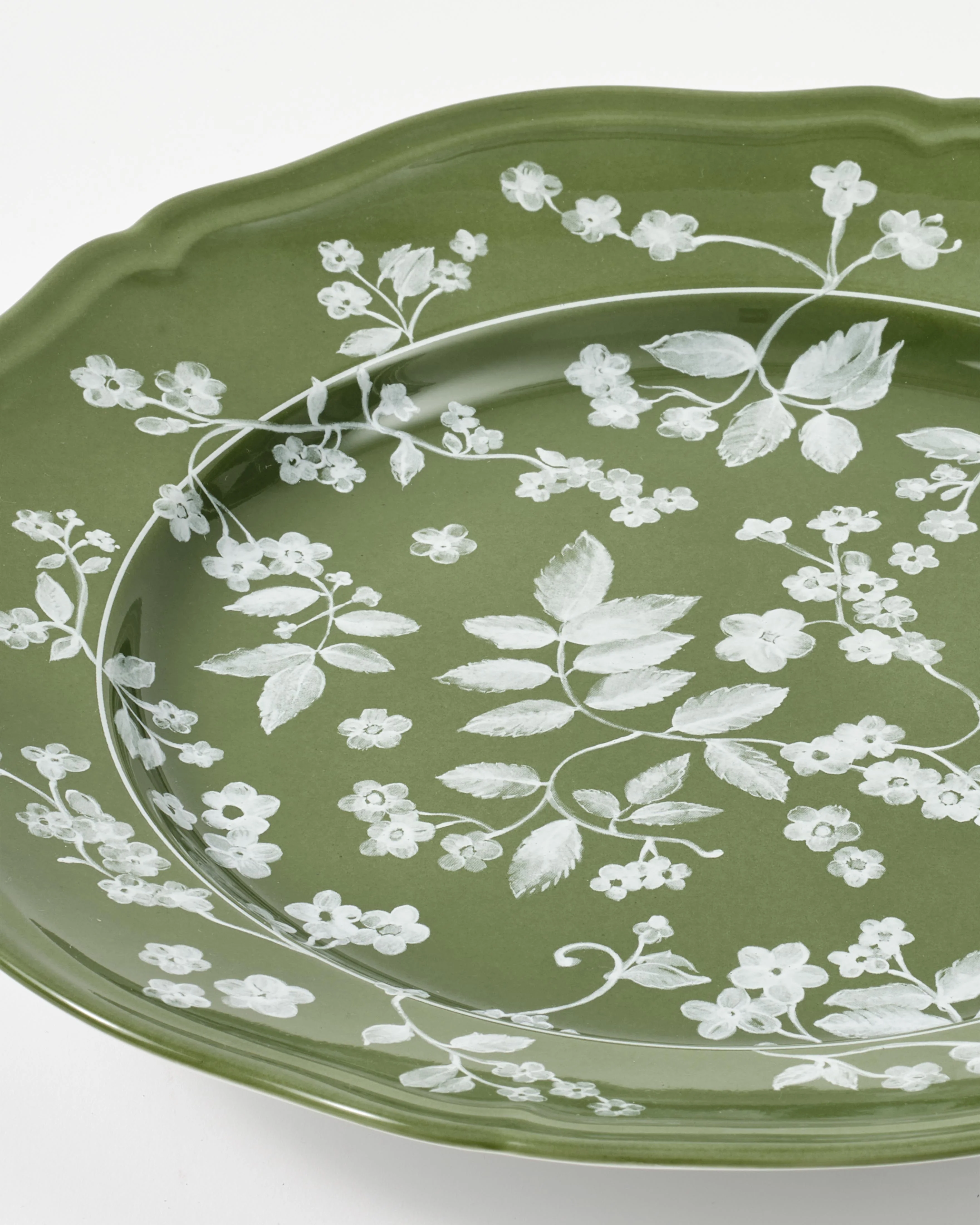 Ginori Floral Dinner and Dessert Plate, Green (Set of 4) - Image 4