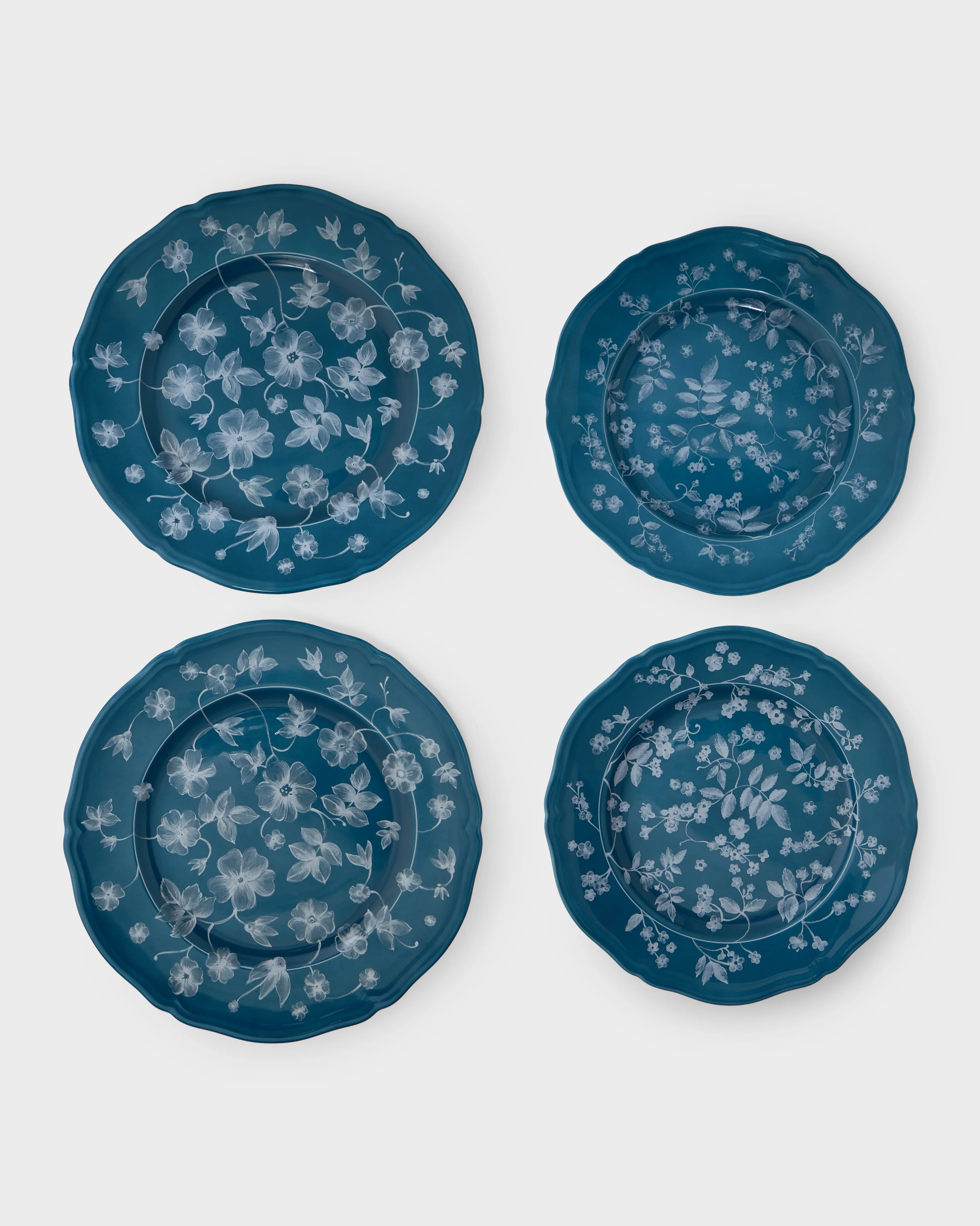Ginori Floral Charger and Dinner Sets, Petrol (Set of 2) - Image 2
