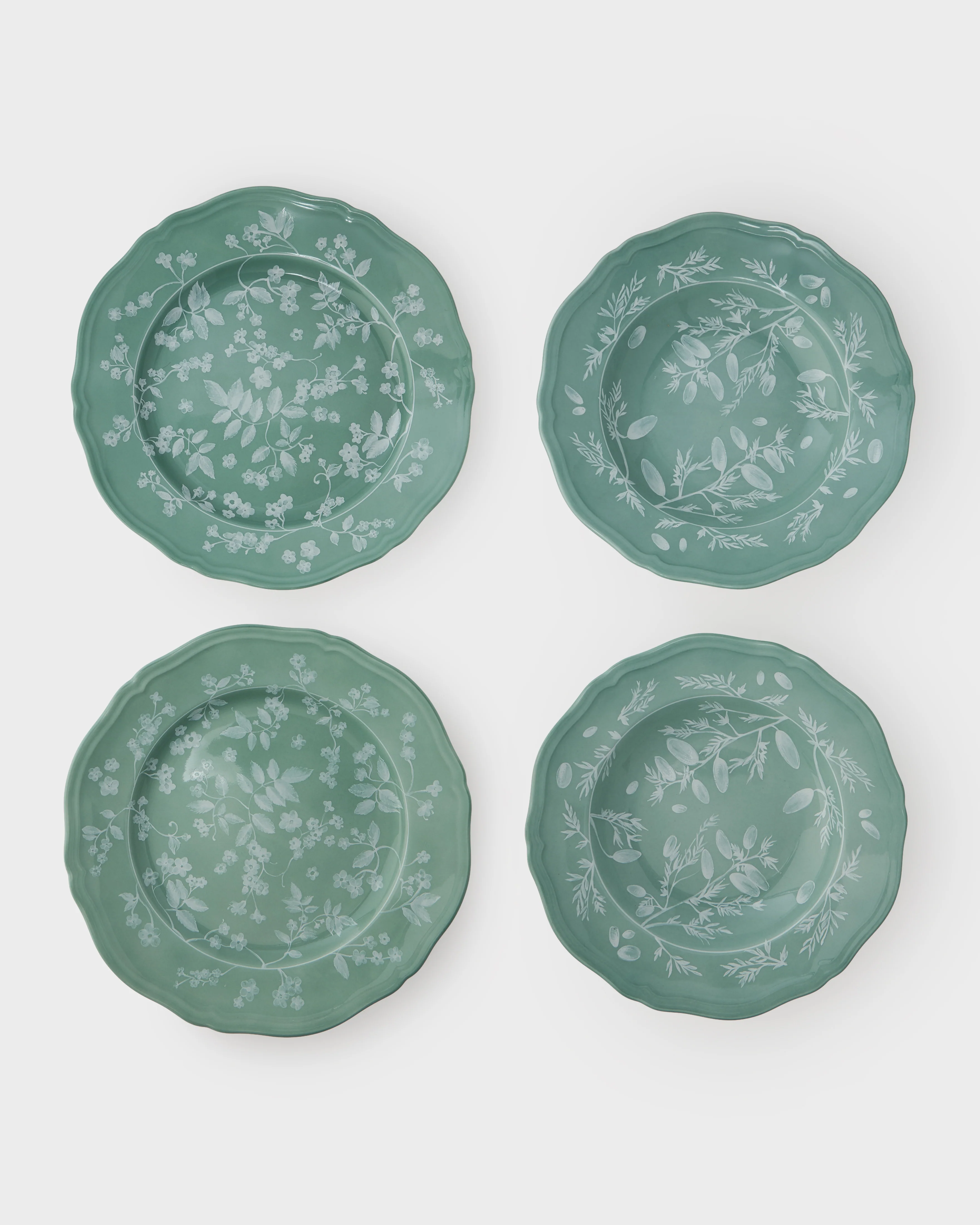 Ginori Floral Dinner and Soup Sets, Sage (Set of 2) - Image 2