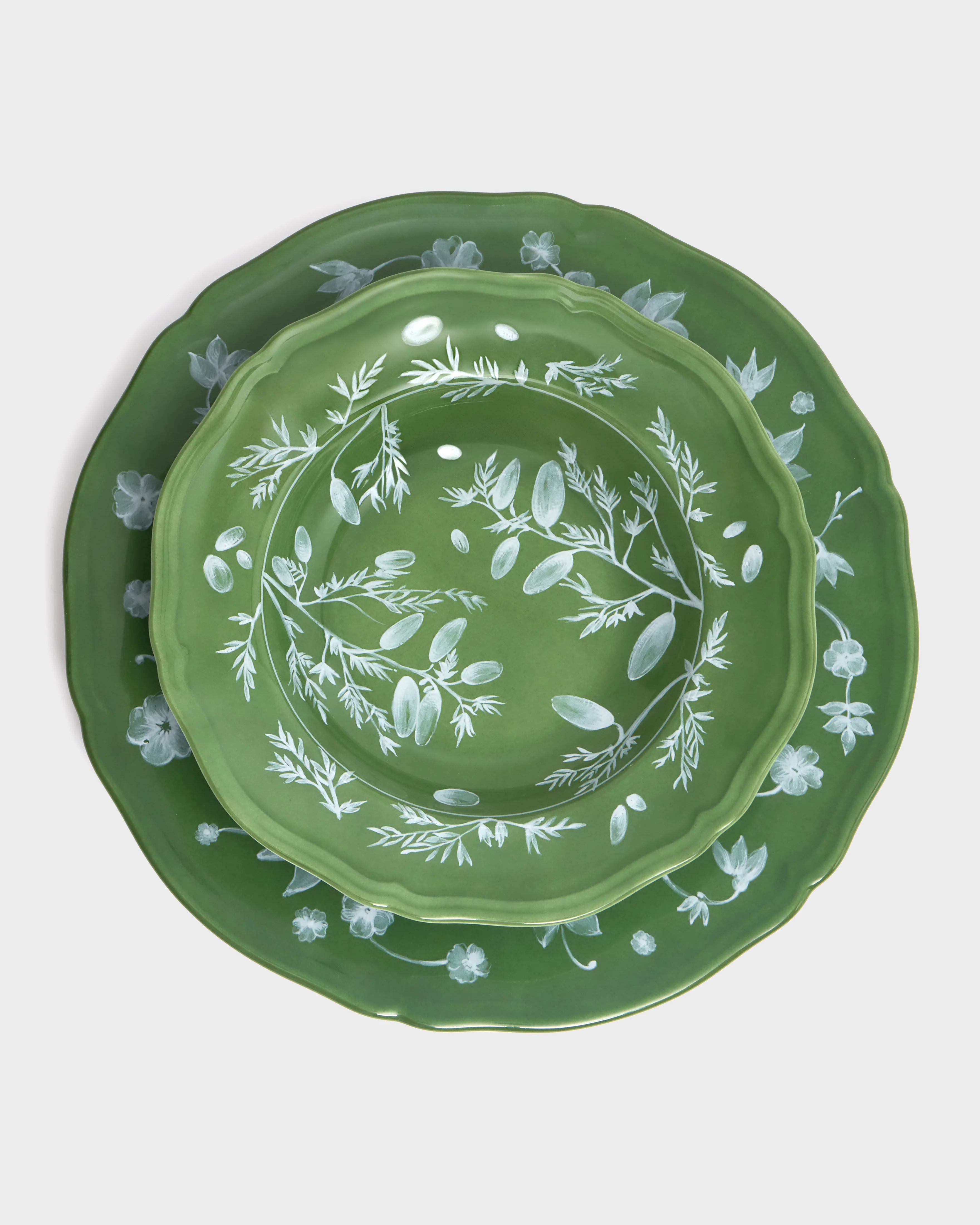 Floral Soup Plate Green by Ginori 1735 - Image 4