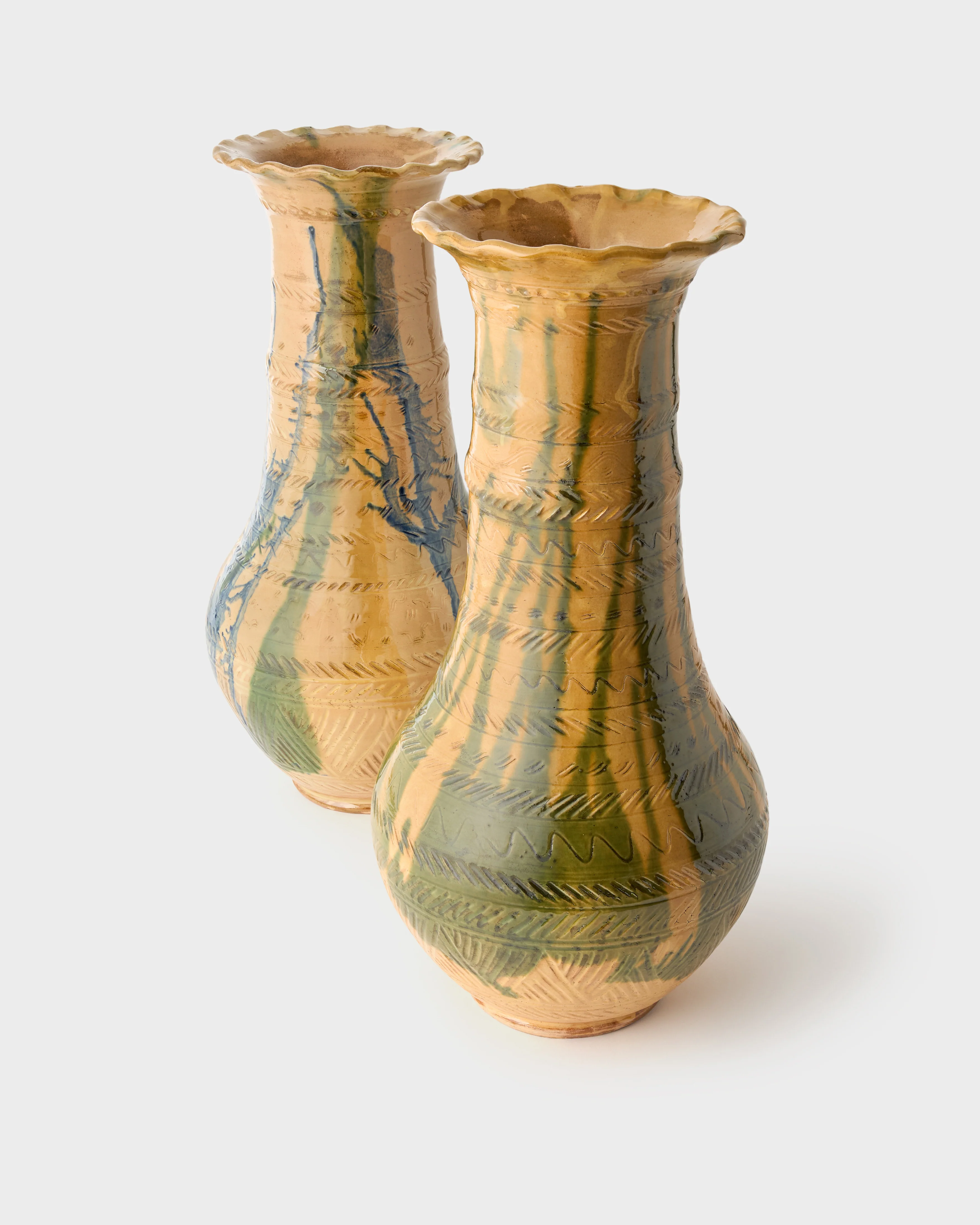 Glazed Earthenware Vase, Green - Image 3