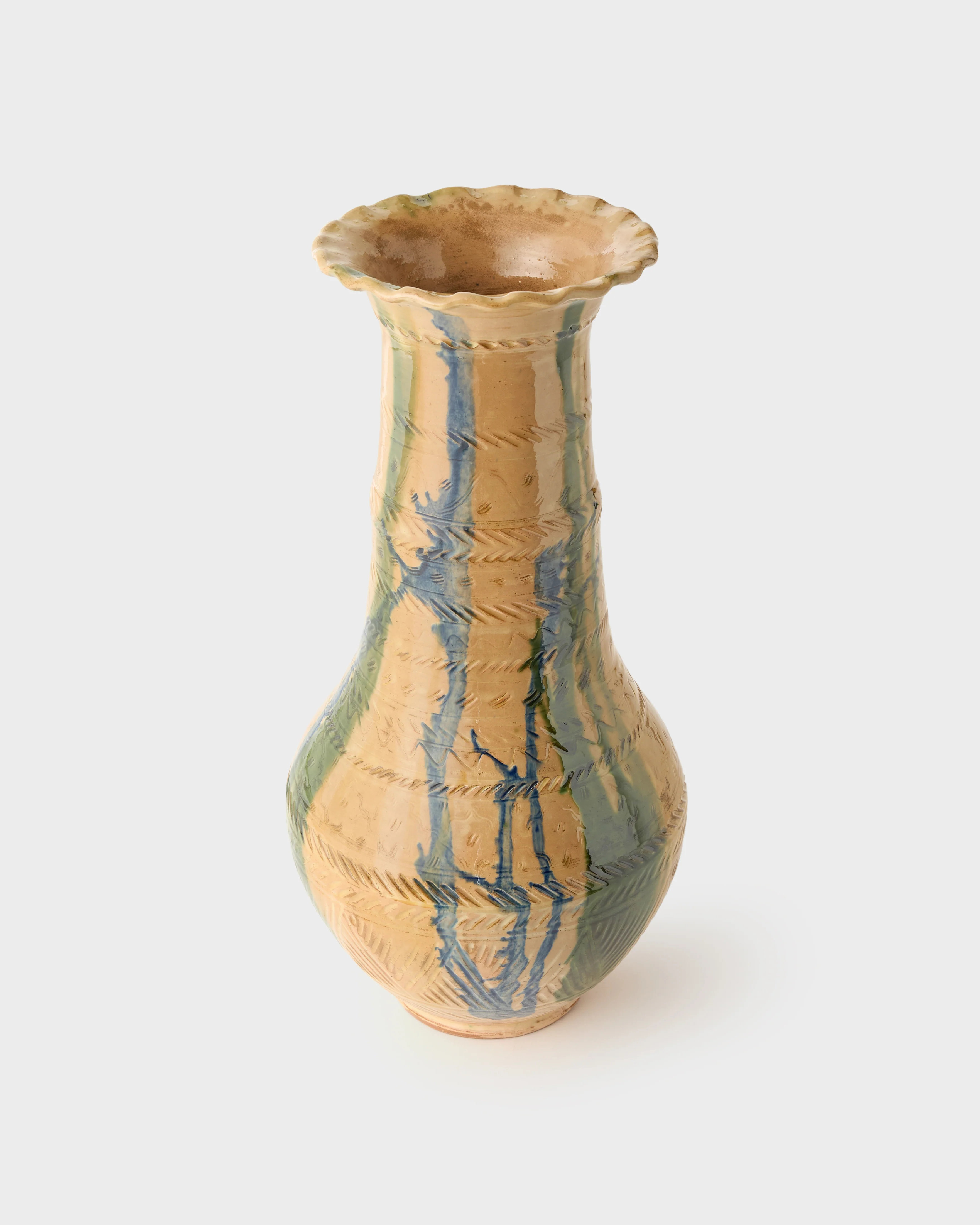 Glazed Earthenware Vase, Natural - Image 2