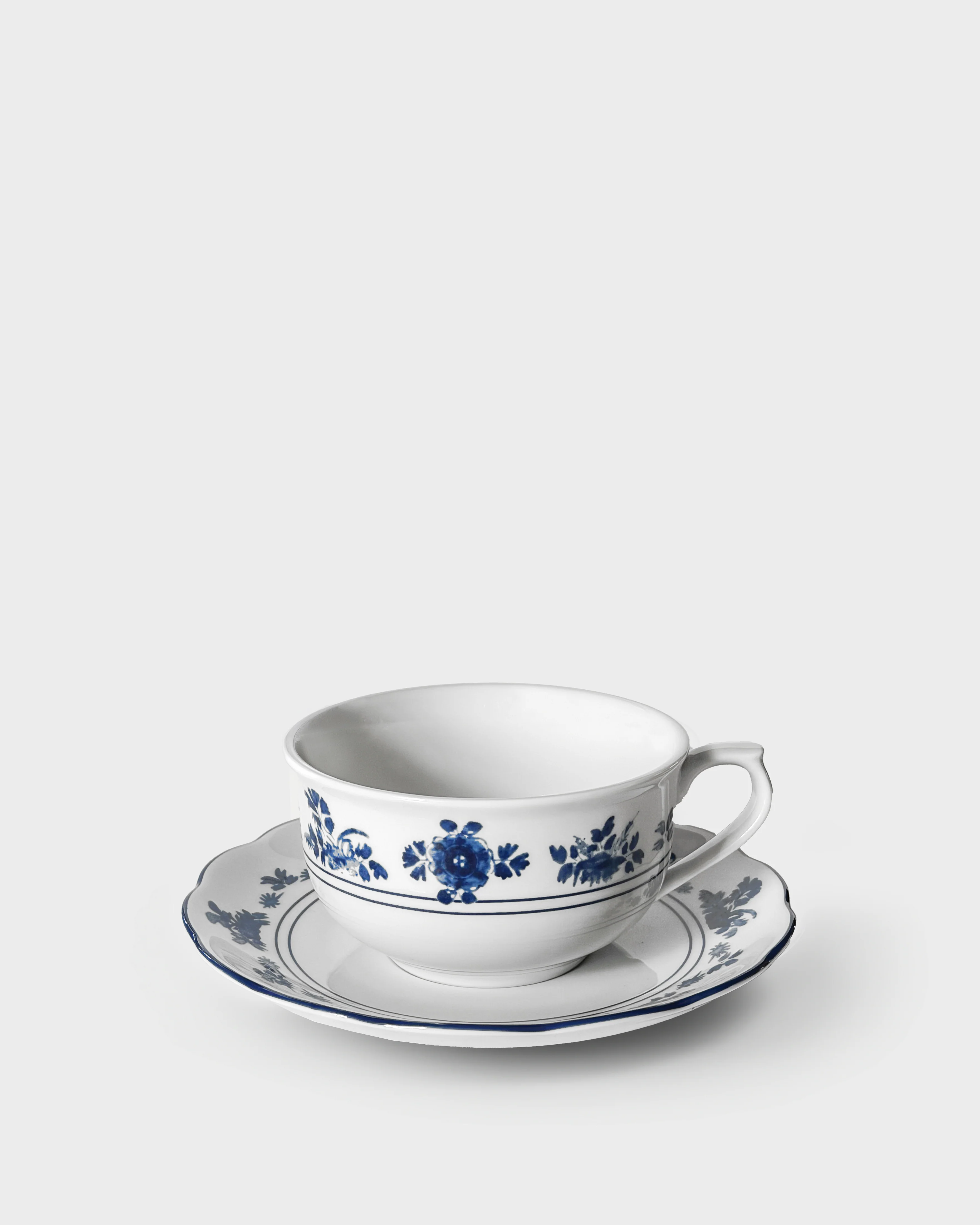 Gloria Porcelain Tea Cup and Saucer, Blue