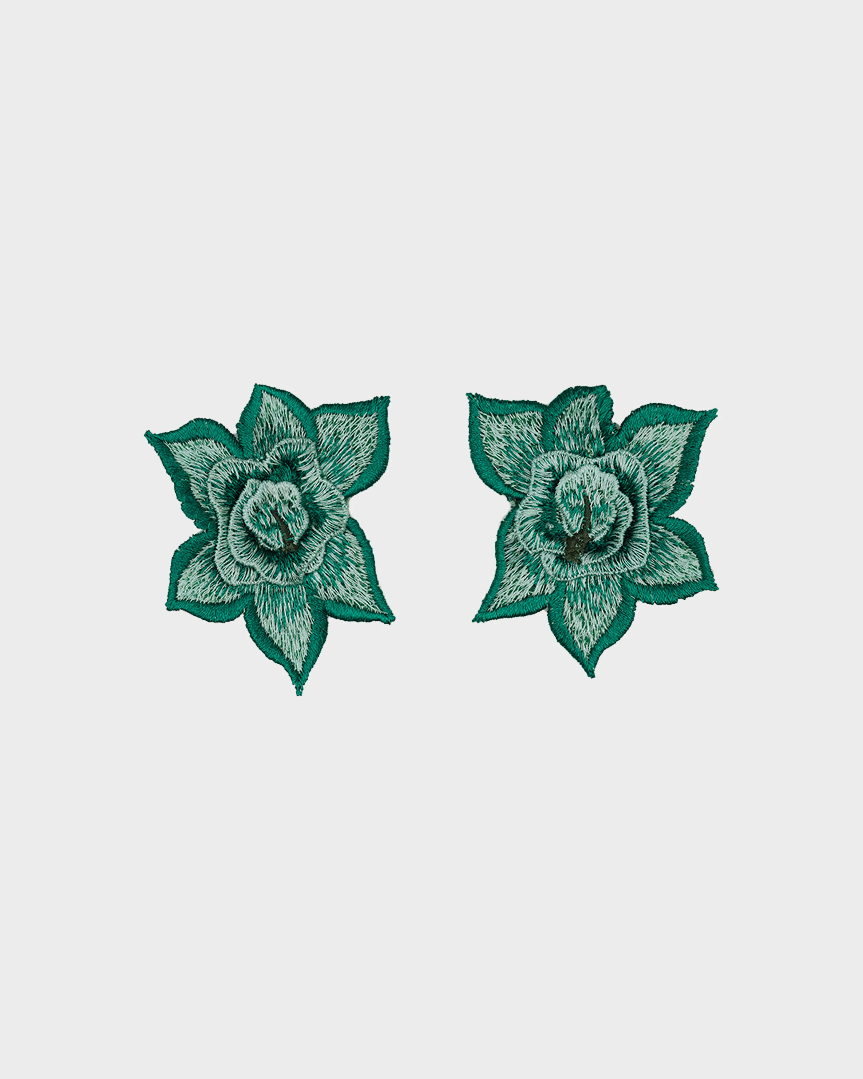 Eugenia Mela Floral Embroidered Earrings, Green