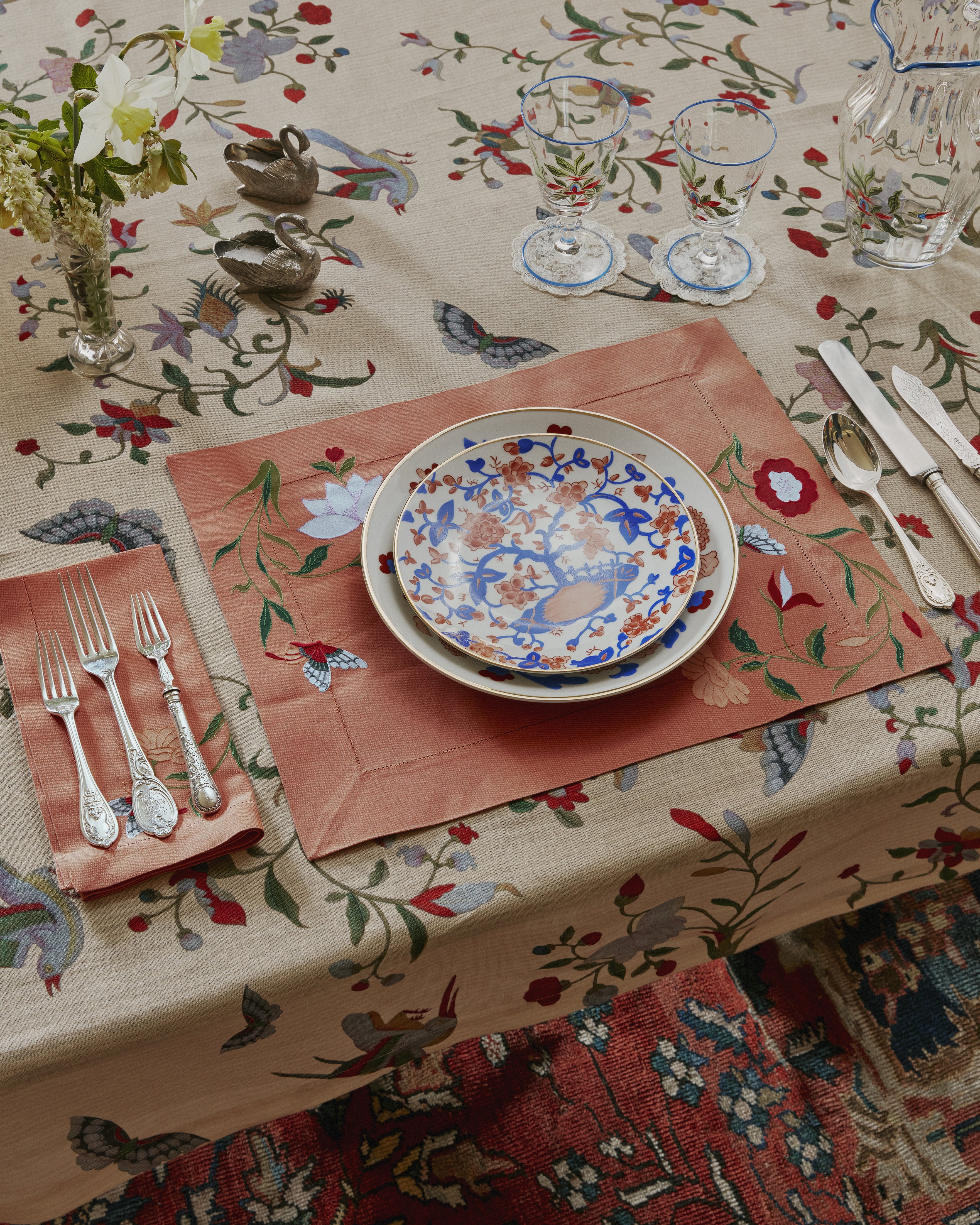 Houghton Hall Magnolia Linen Tablecloth, Square - Image 4