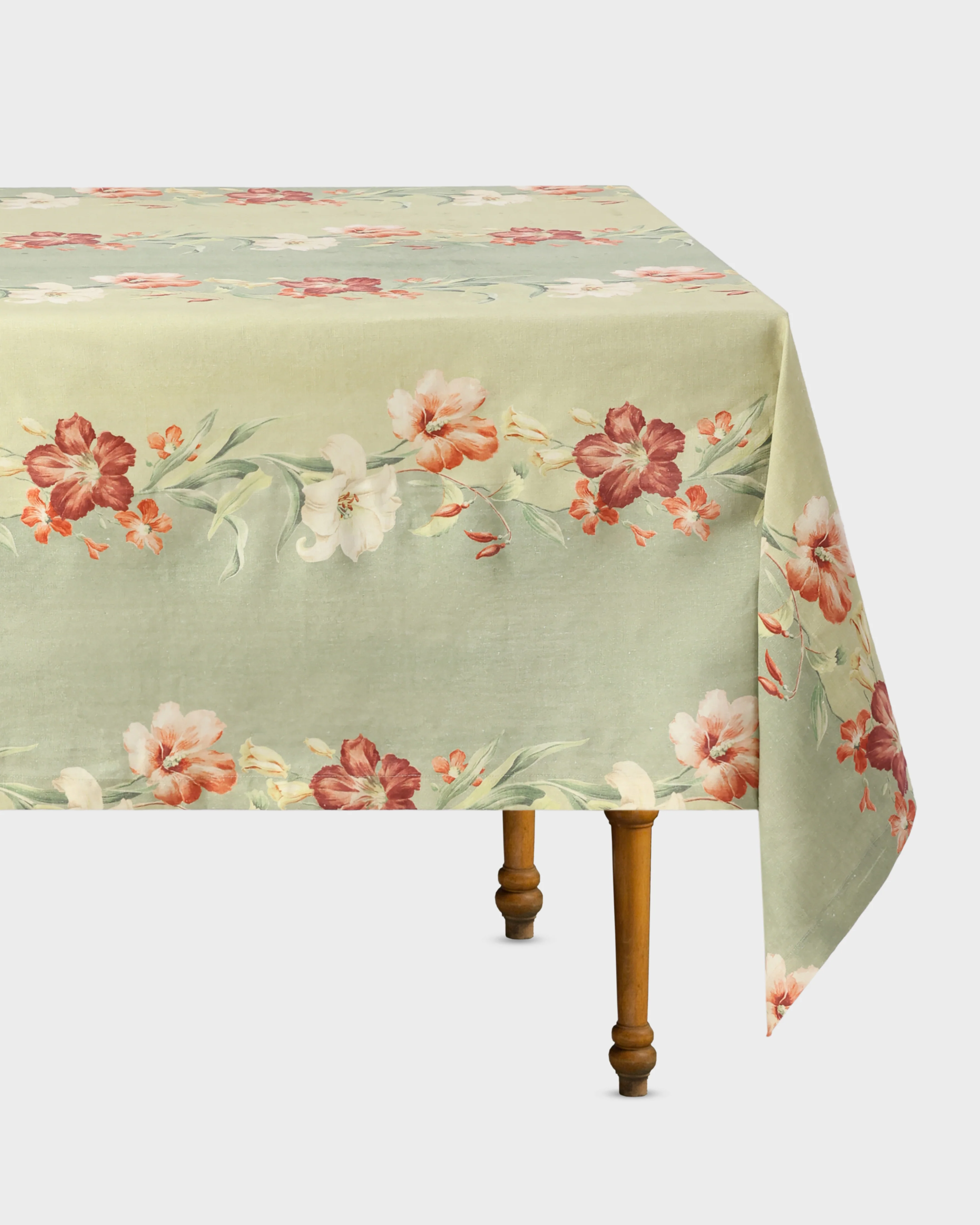 Ibiscus Sage Linen Tablecloth - Image 3