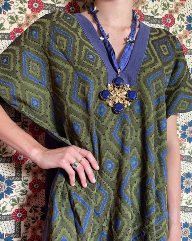 Ikat Jacquard Blue Stephan Janson Kaftan - Image 4