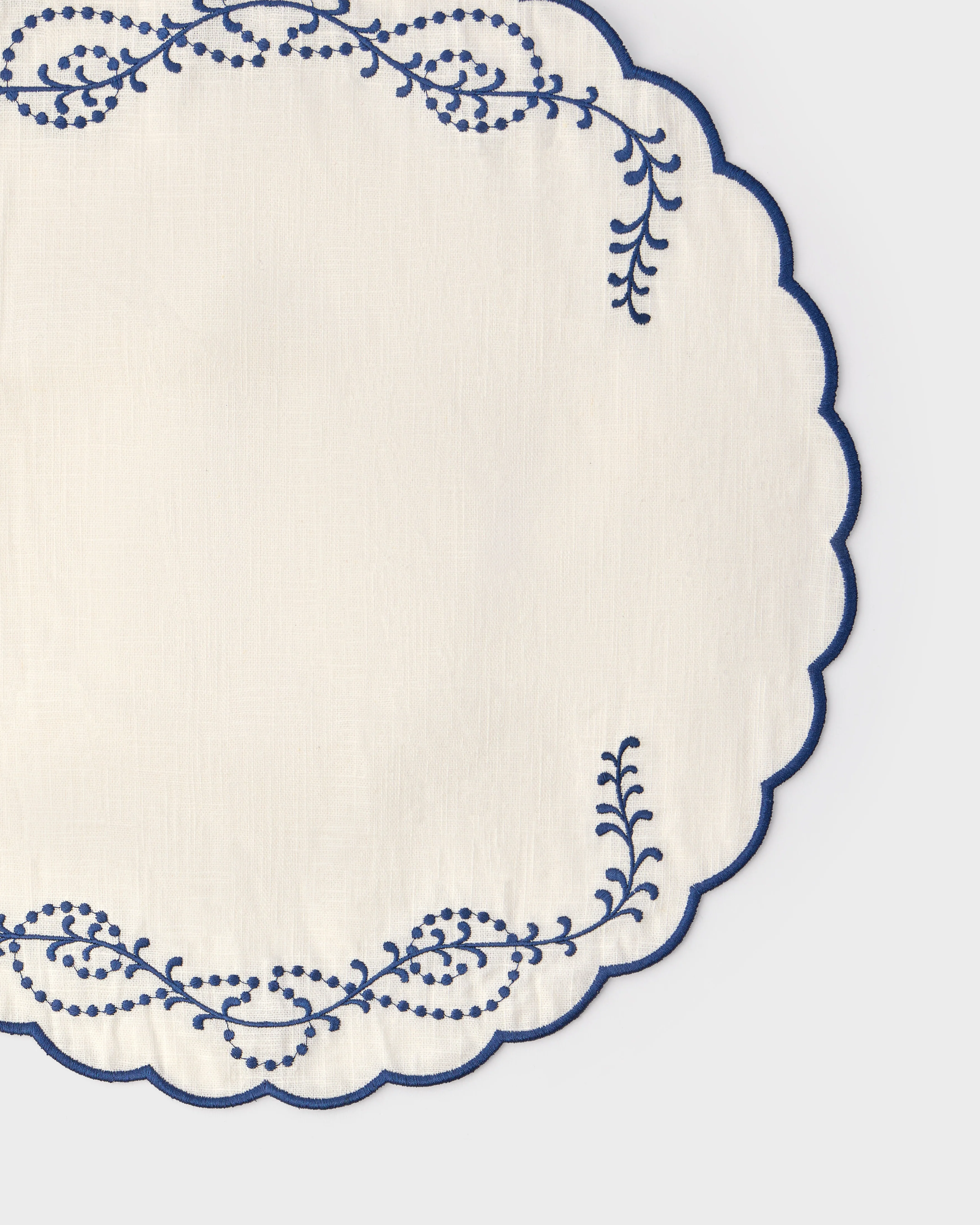 Jackie Embroidered Round Placemat, Blue - Image 4