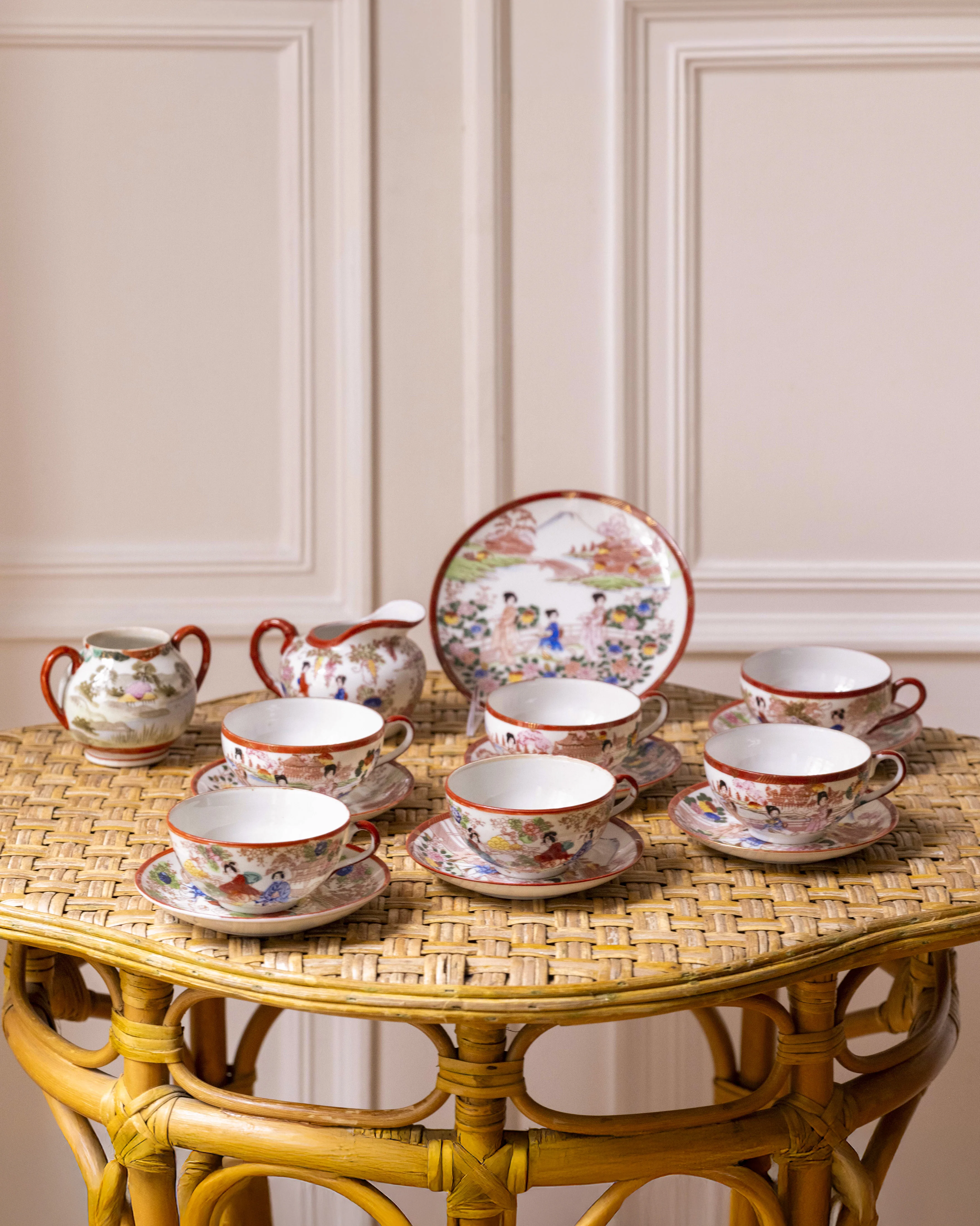 Japanese Porcelain Floral Tea Service