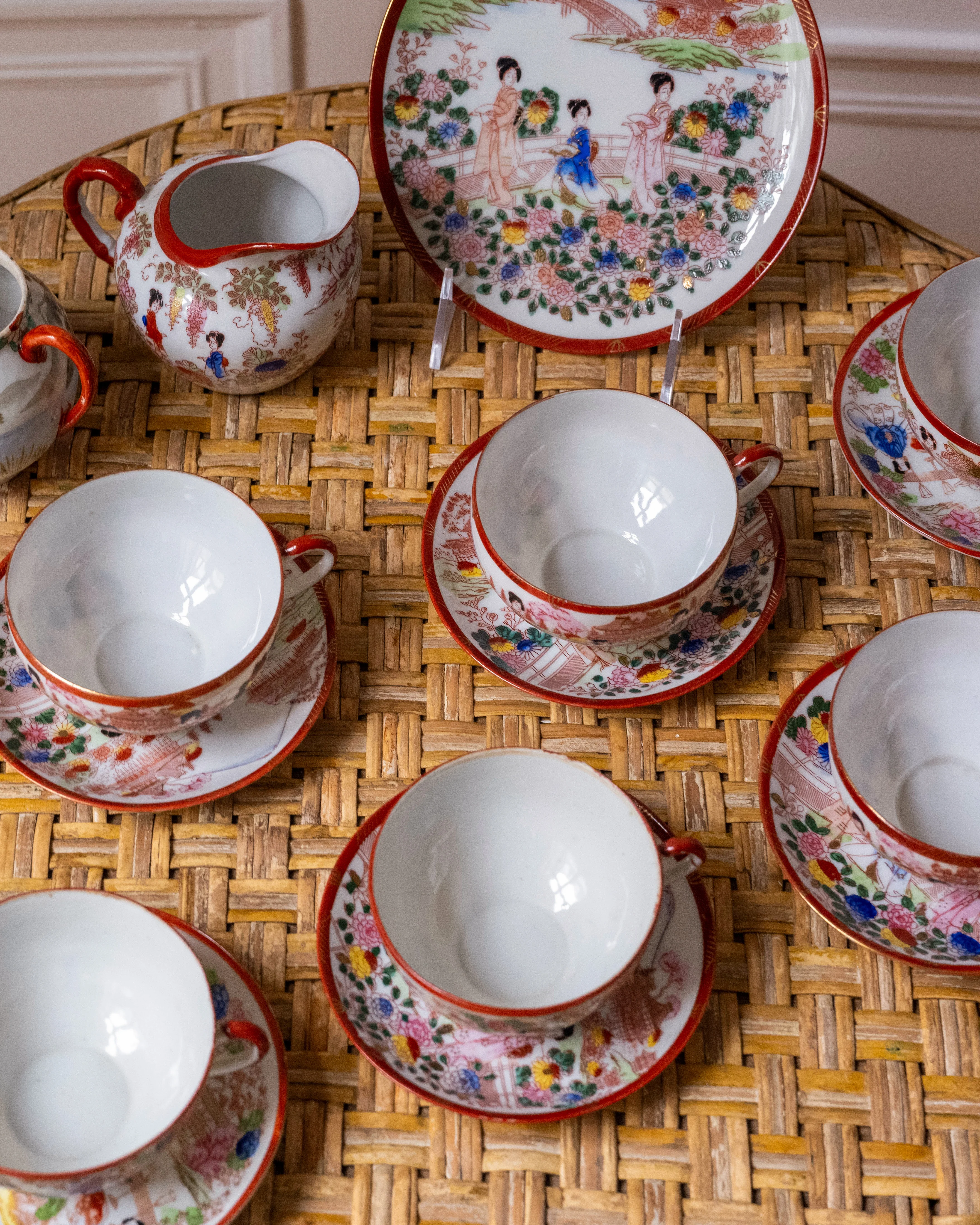 Japanese Porcelain Floral Tea Service - Image 3