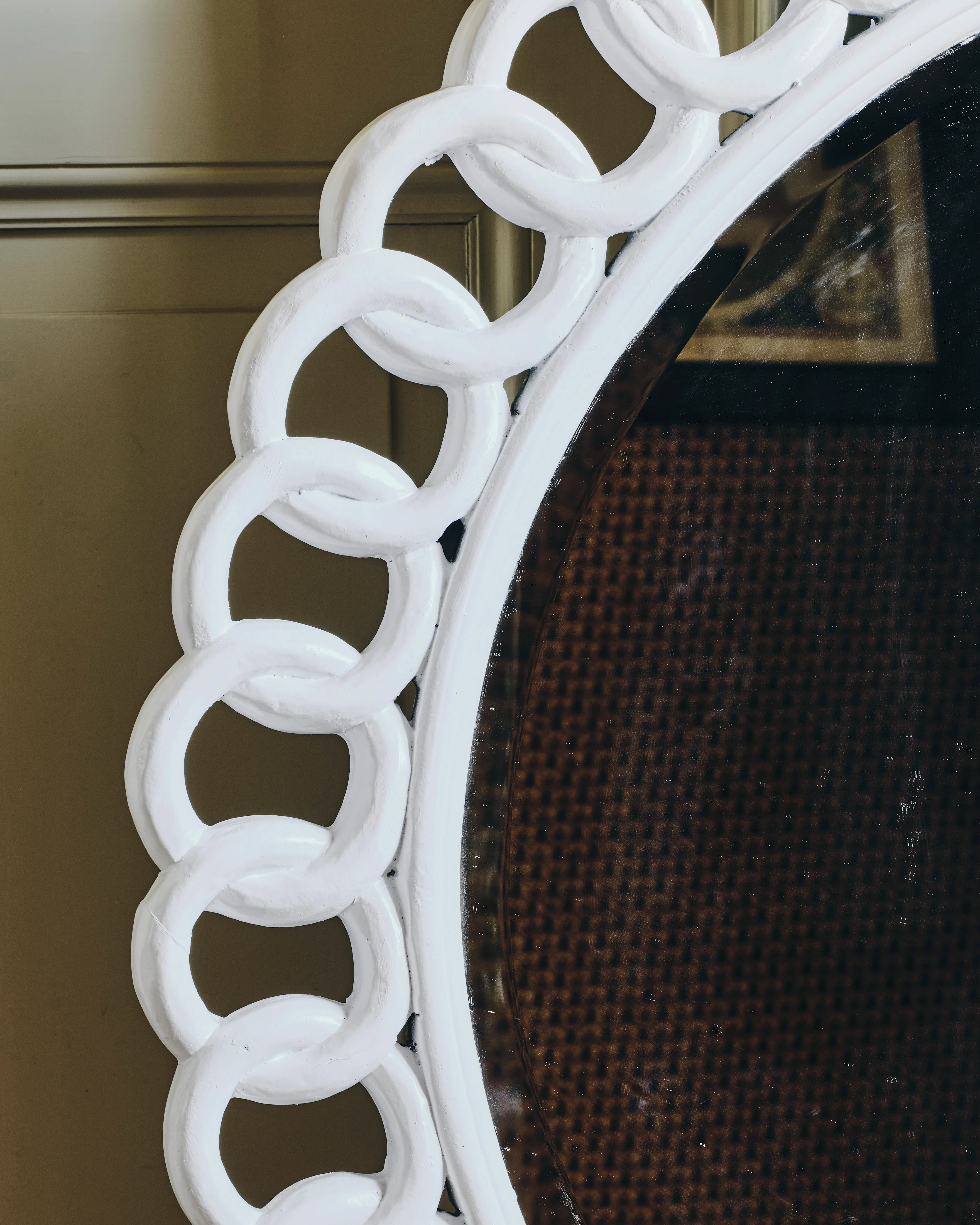 Large Carved Chain-Link Round Mirror - Image 2