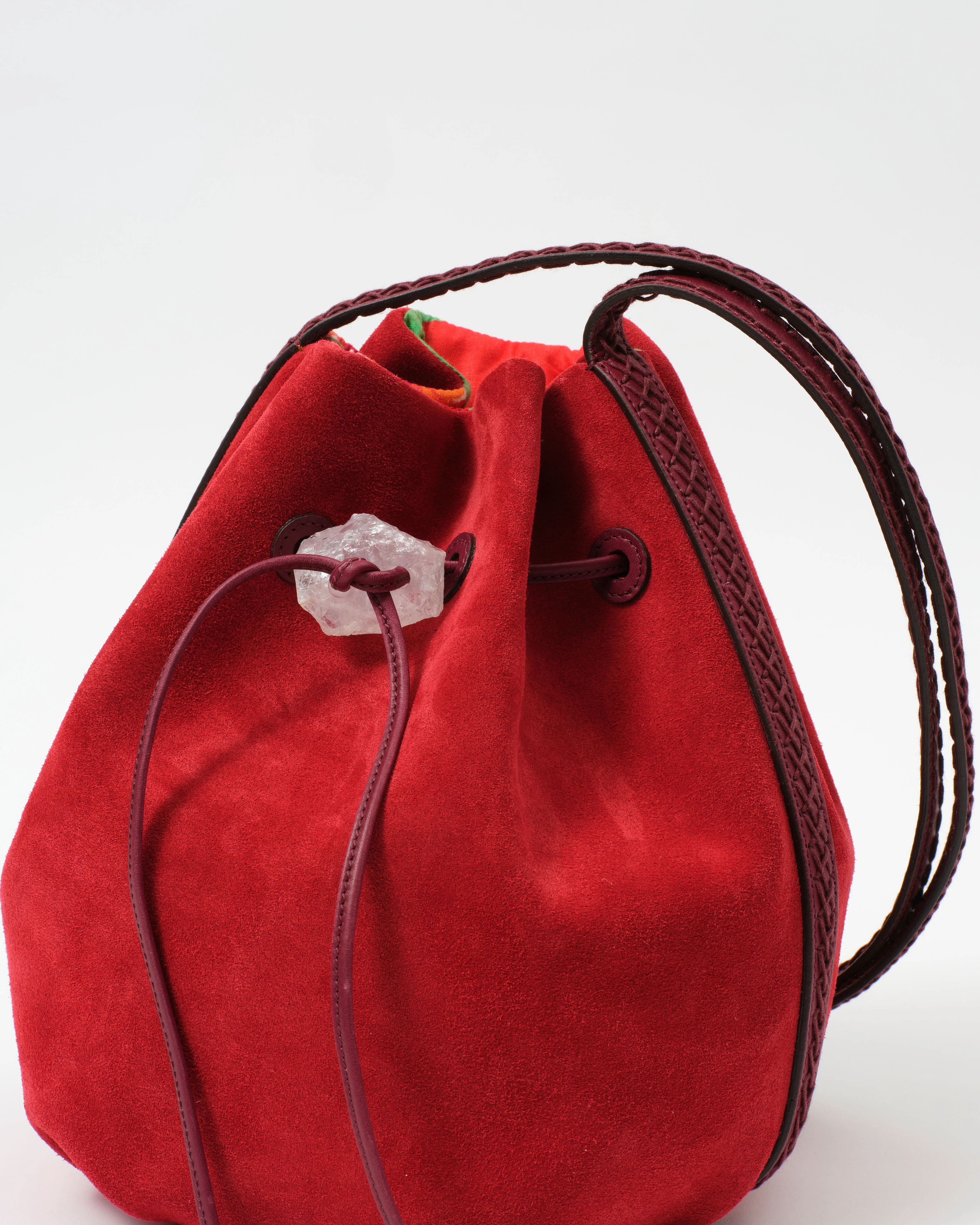 Limited Edition Iacobella x Cabana Suede Bag, Red - Image 5
