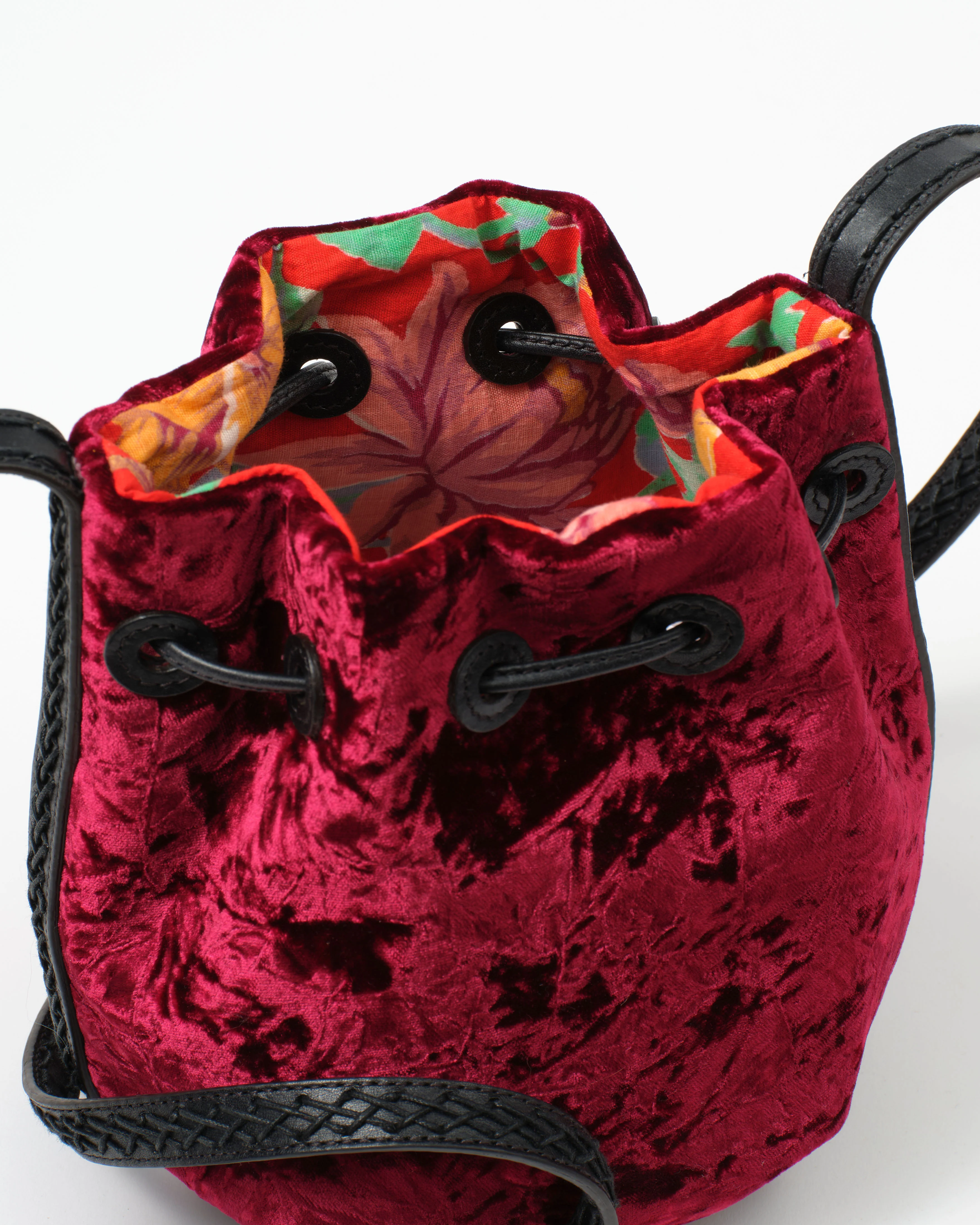 Limited Edition Iacobella x Cabana Velvet Bag, Burgundy - Image 2