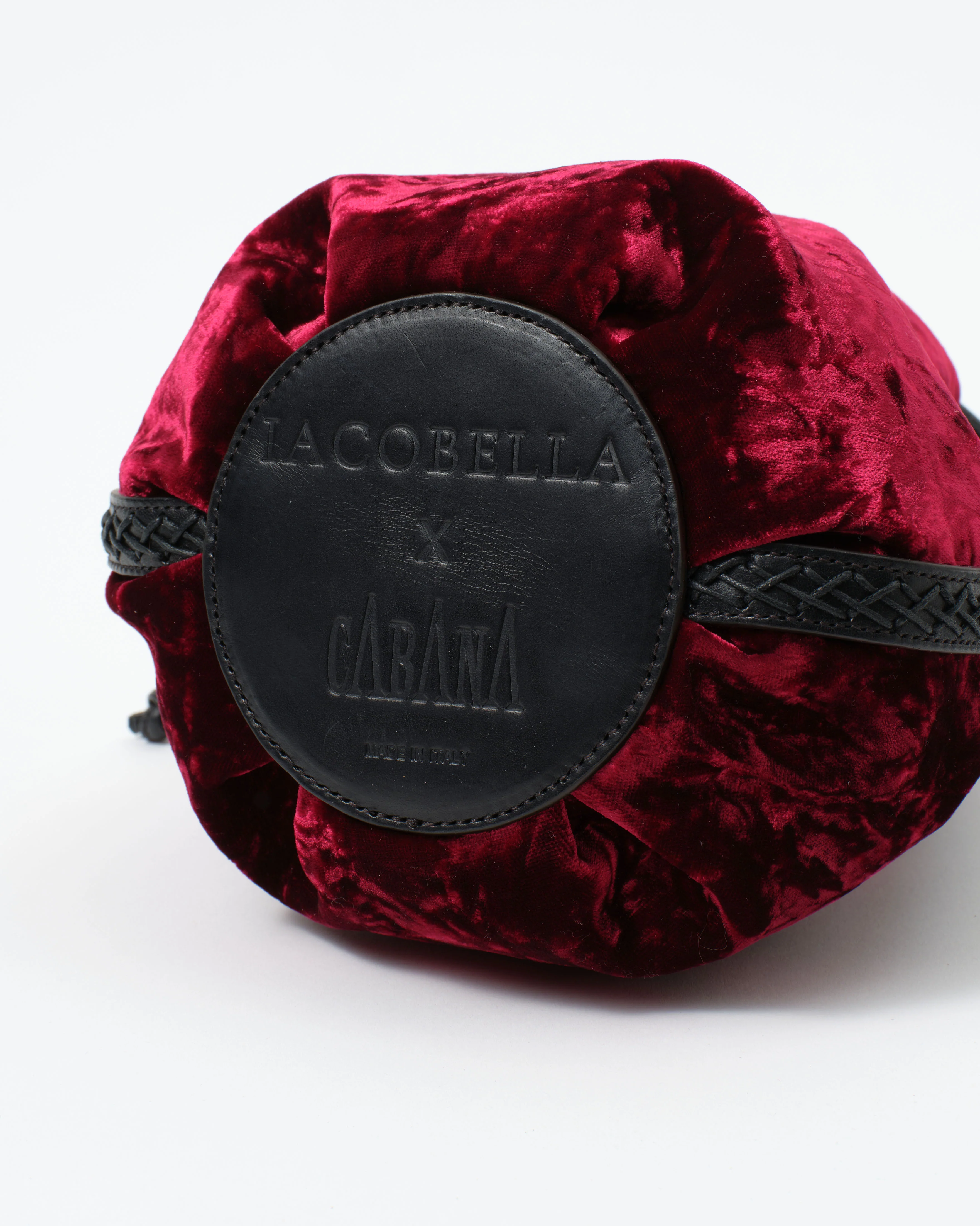 Limited Edition Iacobella x Cabana Velvet Bag, Burgundy - Image 3