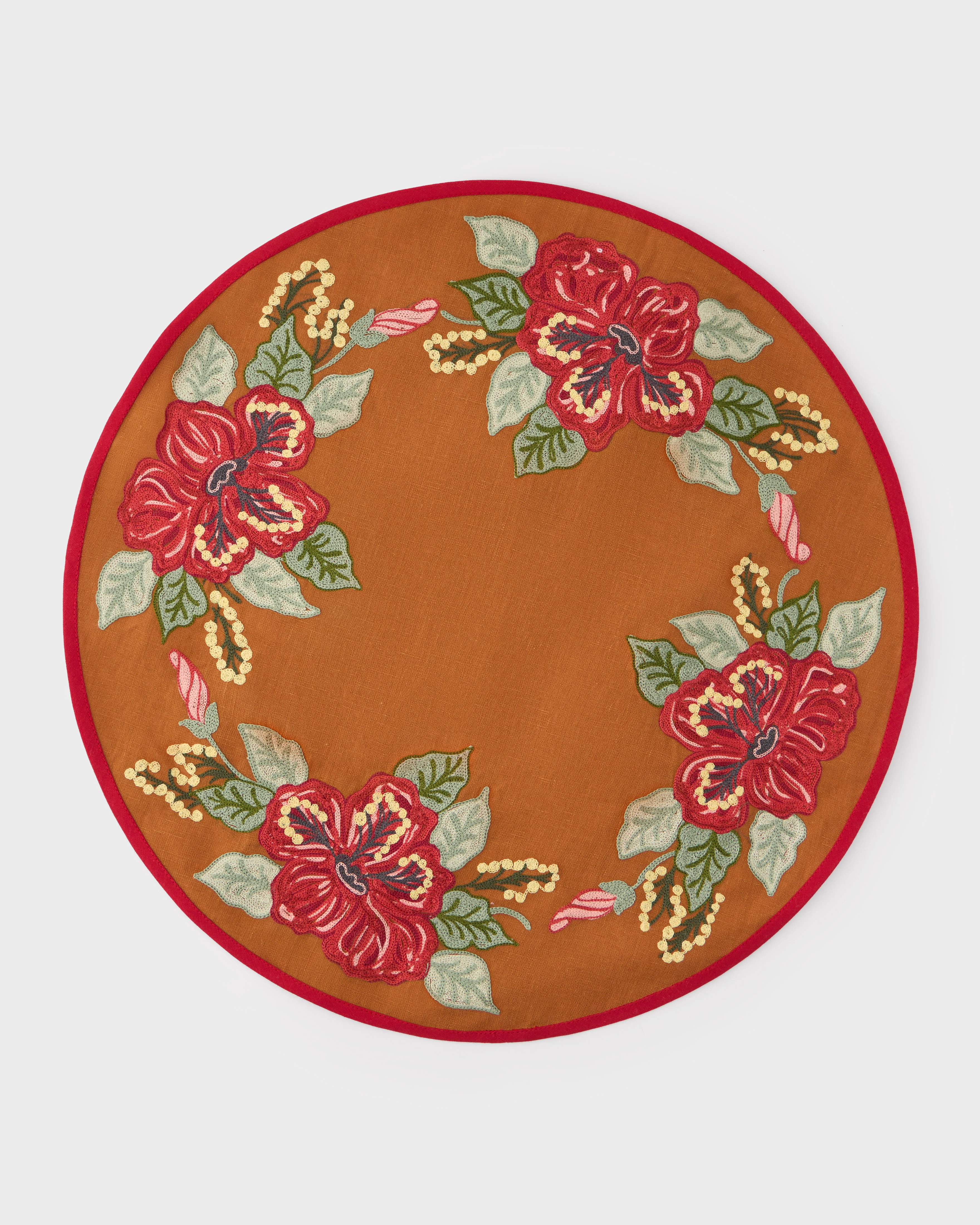 Loretta Caponi x Cabana Hibiscus Embroidered Placemat & Napkin Set - Image 3