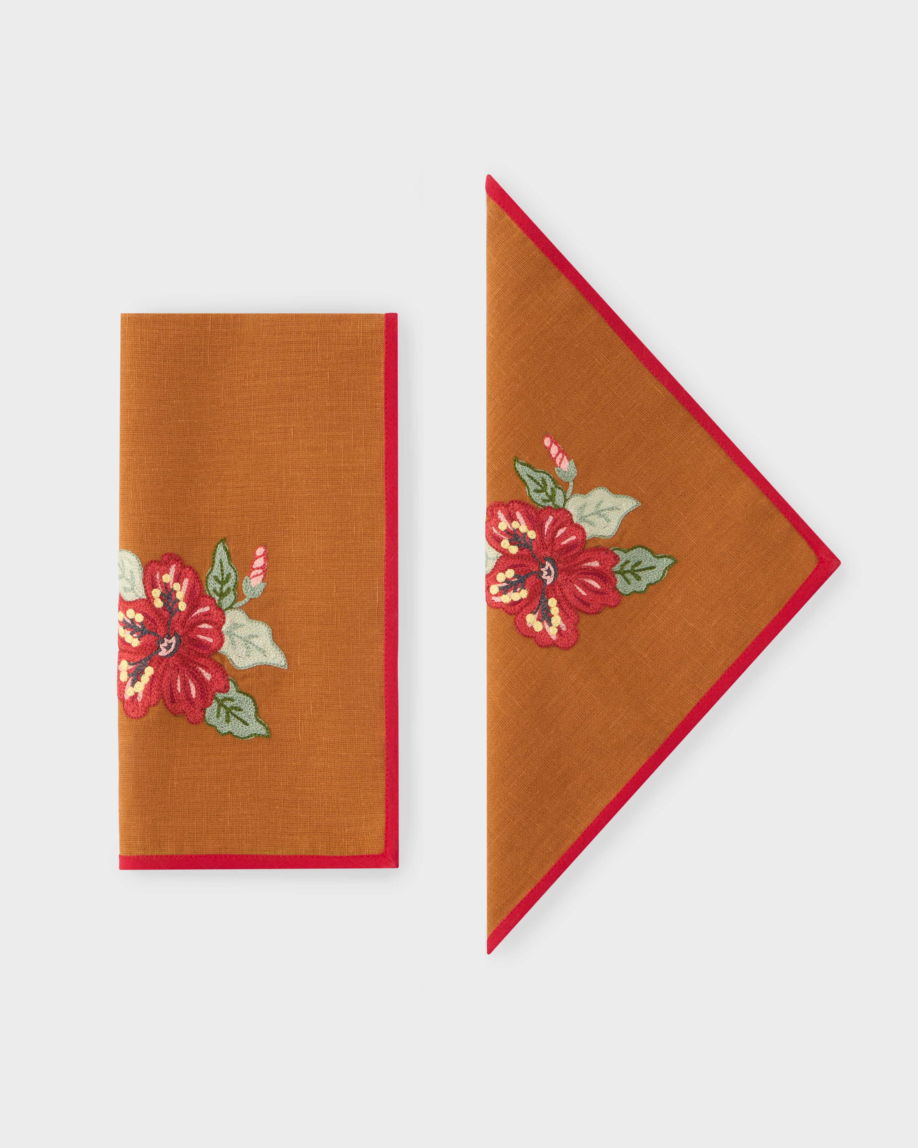 Loretta Caponi x Cabana Hibiscus Embroidered Placemat & Napkin Set - Image 4