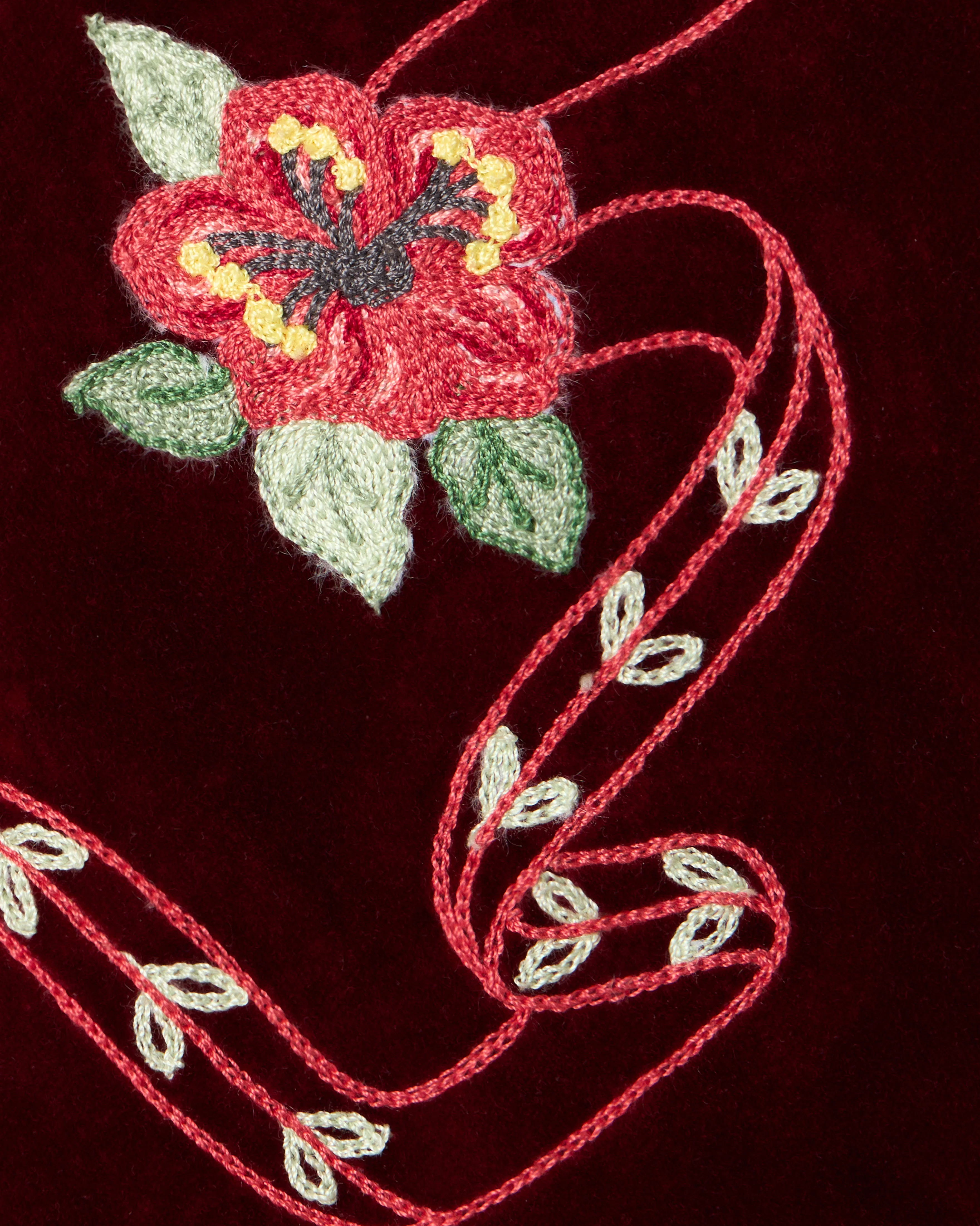 Loretta Caponi x Cabana Hibiscus Velvet Gilet, Bordeaux - Image 3