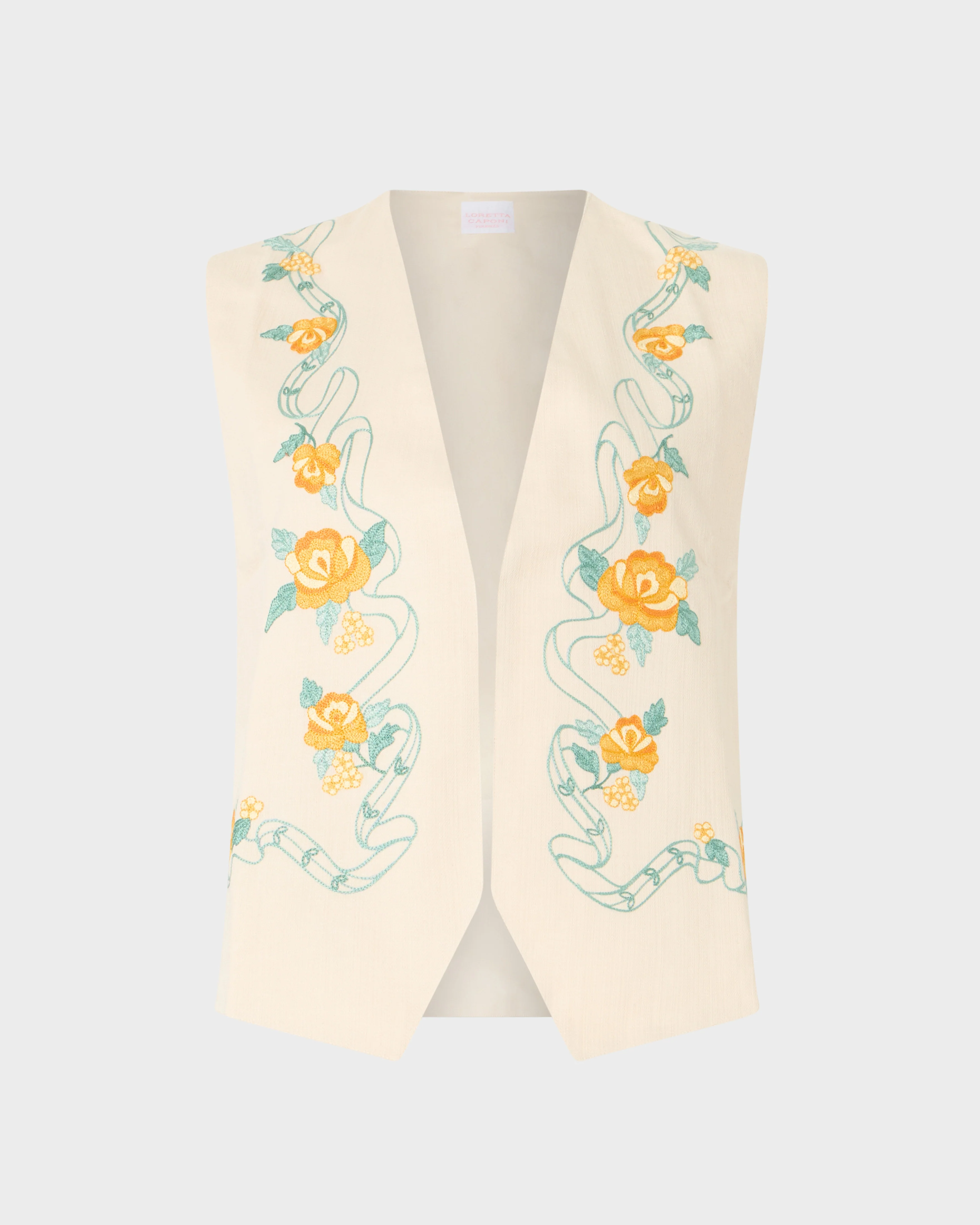 Loretta Caponi x Cabana Rose Denim Gilet, Butter