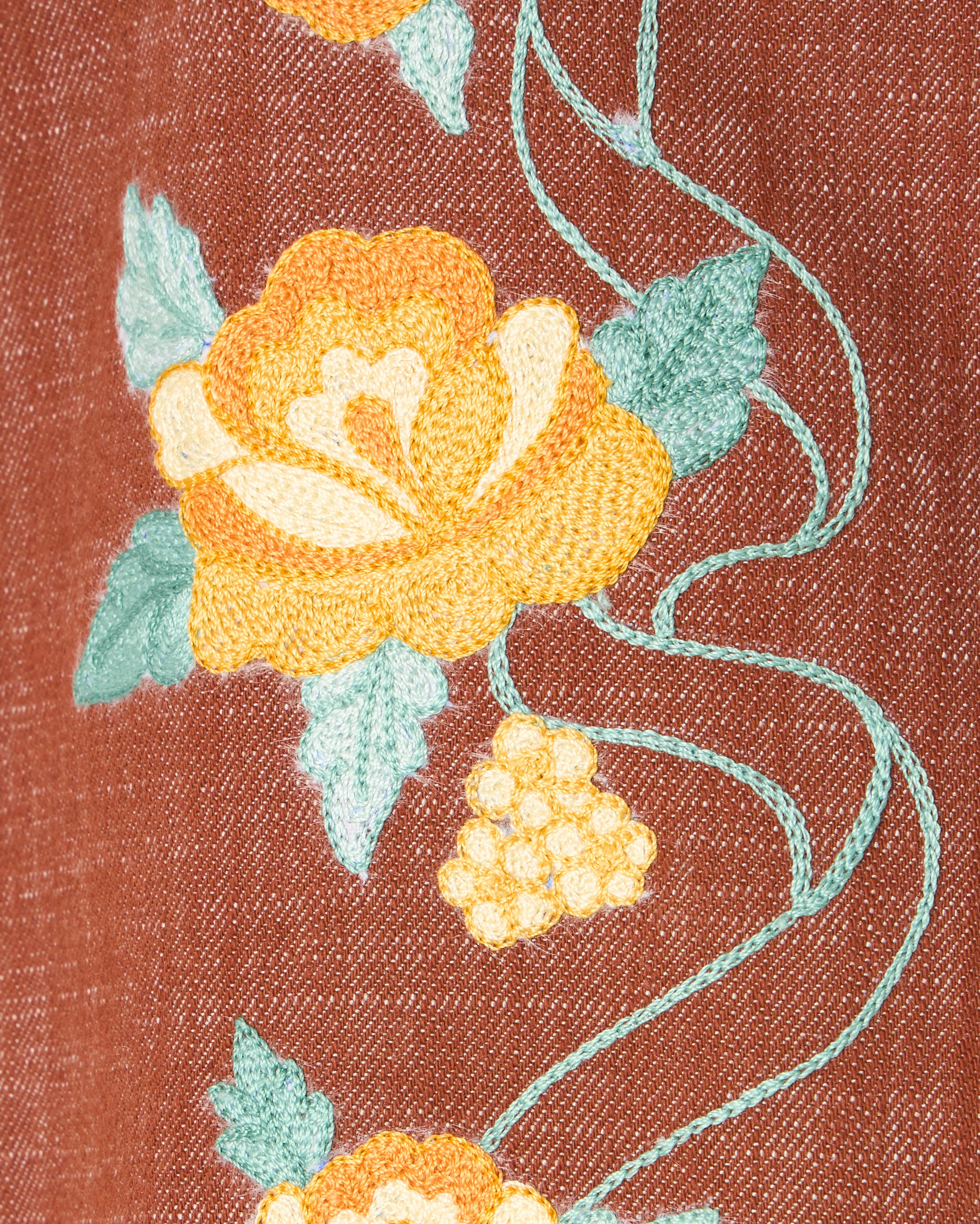 Loretta Caponi x Cabana Rose Denim Gilet, Cognac, S - Image 2