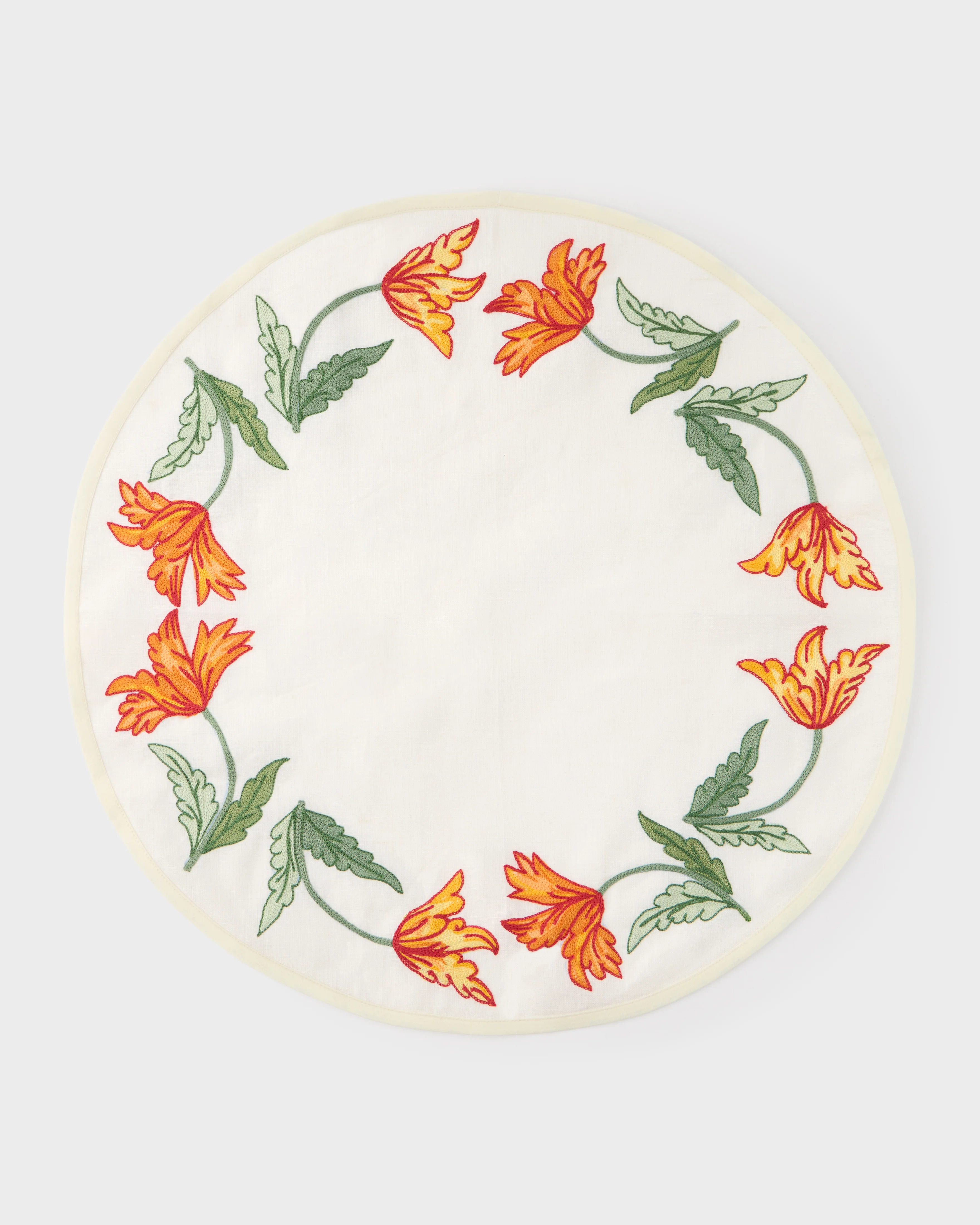 Loretta Caponi x Cabana Tulips Embroidered Placemat & Napkin Set - Image 3
