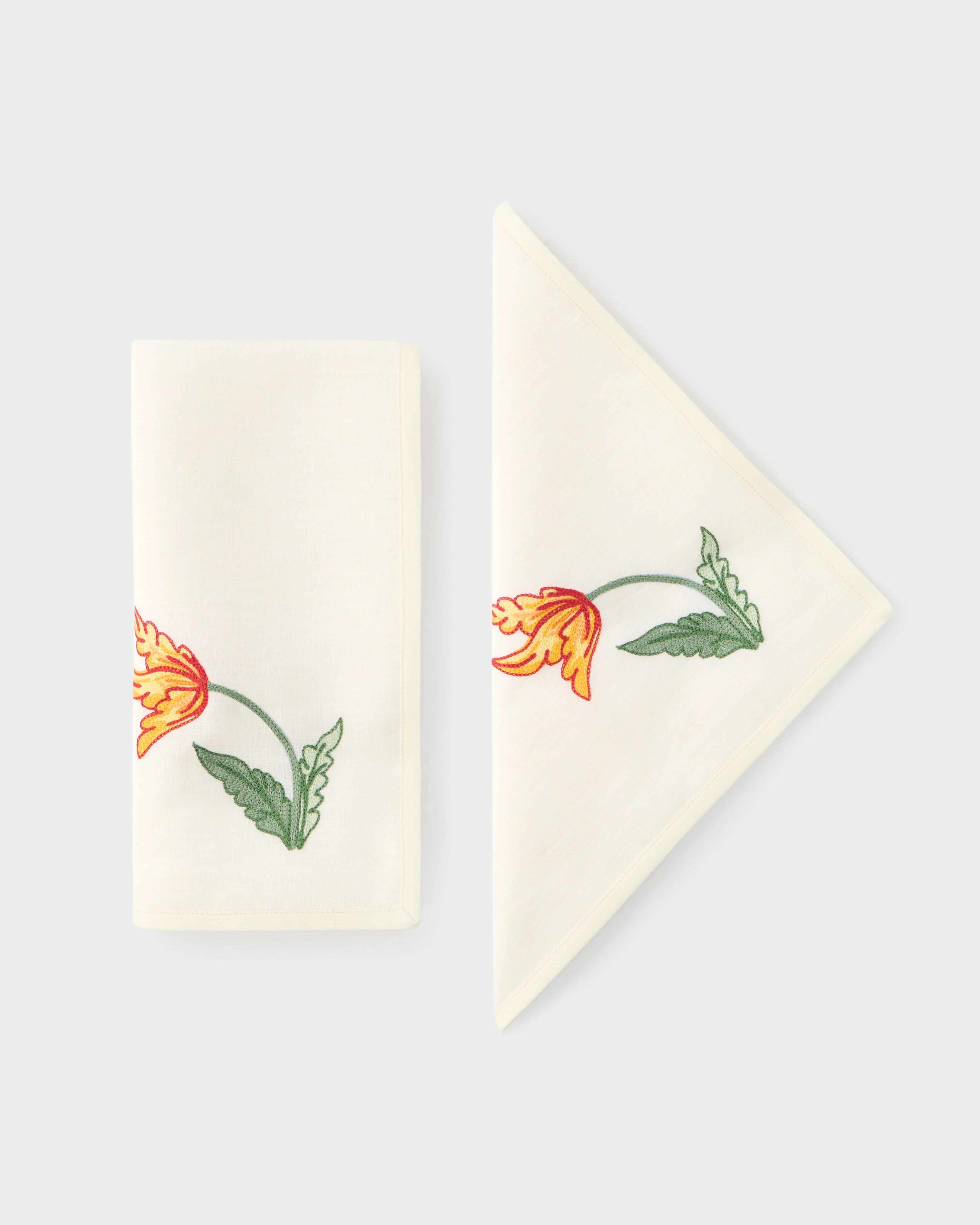 Loretta Caponi x Cabana Tulips Embroidered Placemat & Napkin Set - Image 4