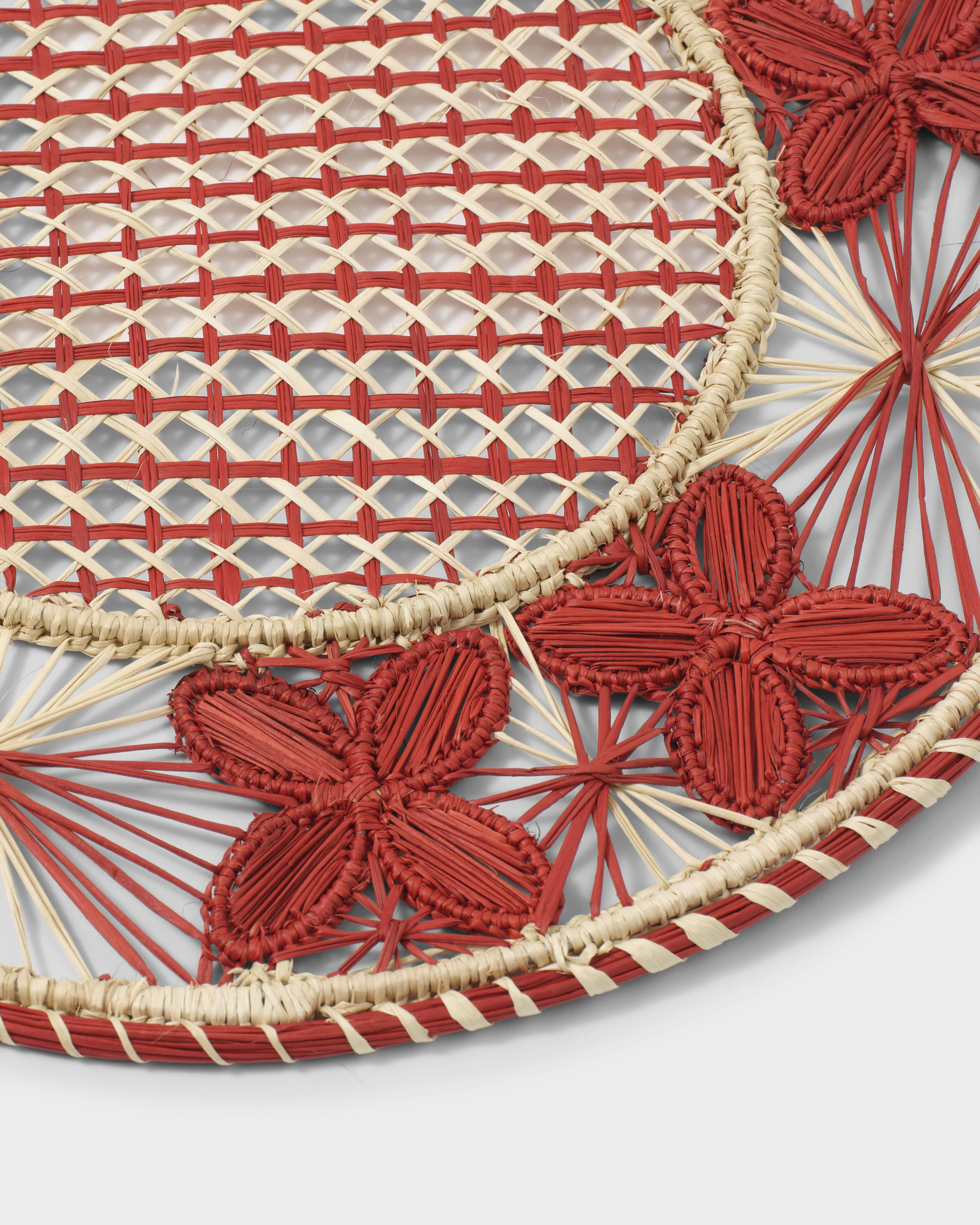 Louloudi Woven Placemat, Burgundy and Natural - Image 4