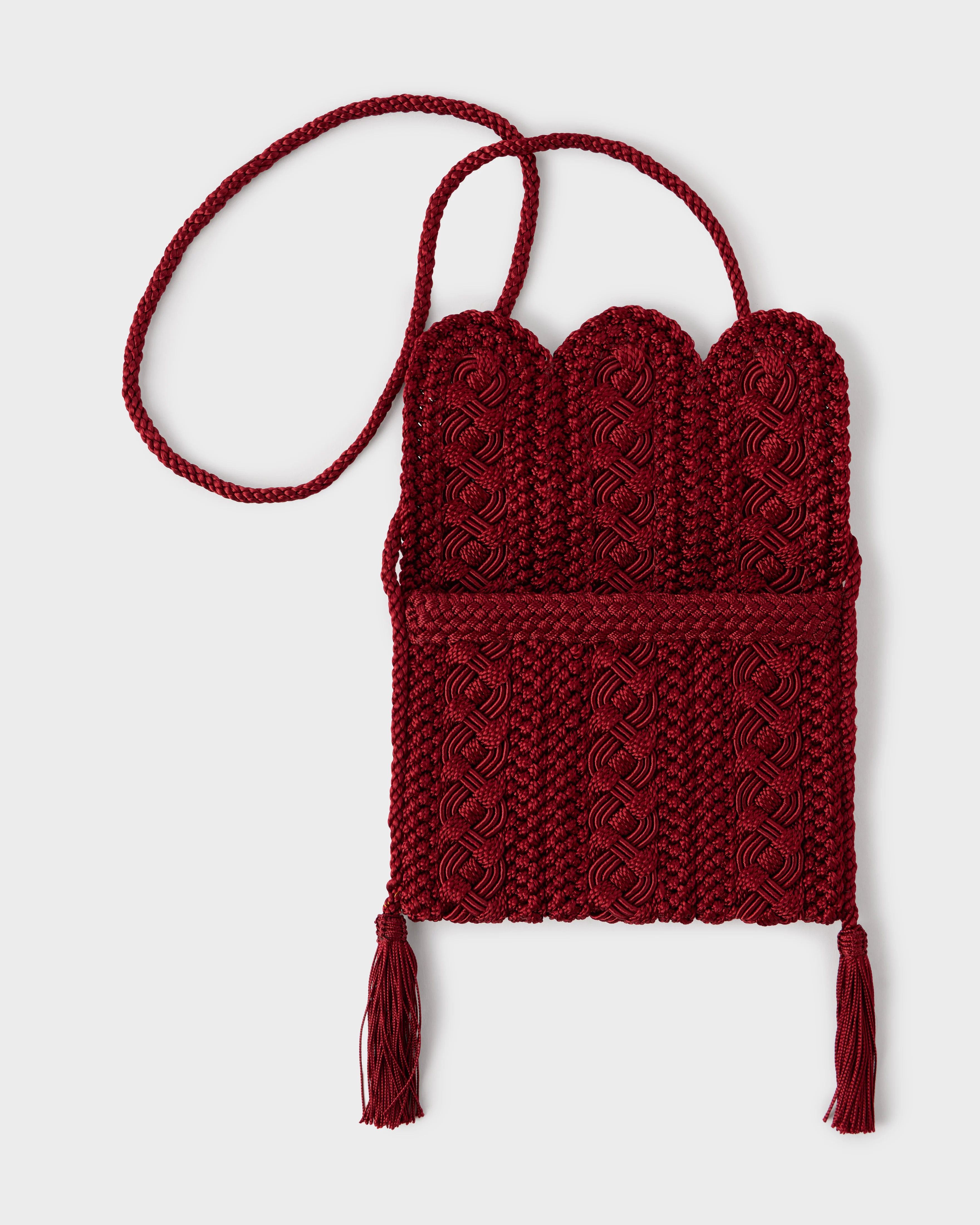 Majorelle Sabra Silk Braided Purse Burgundy - Image 3