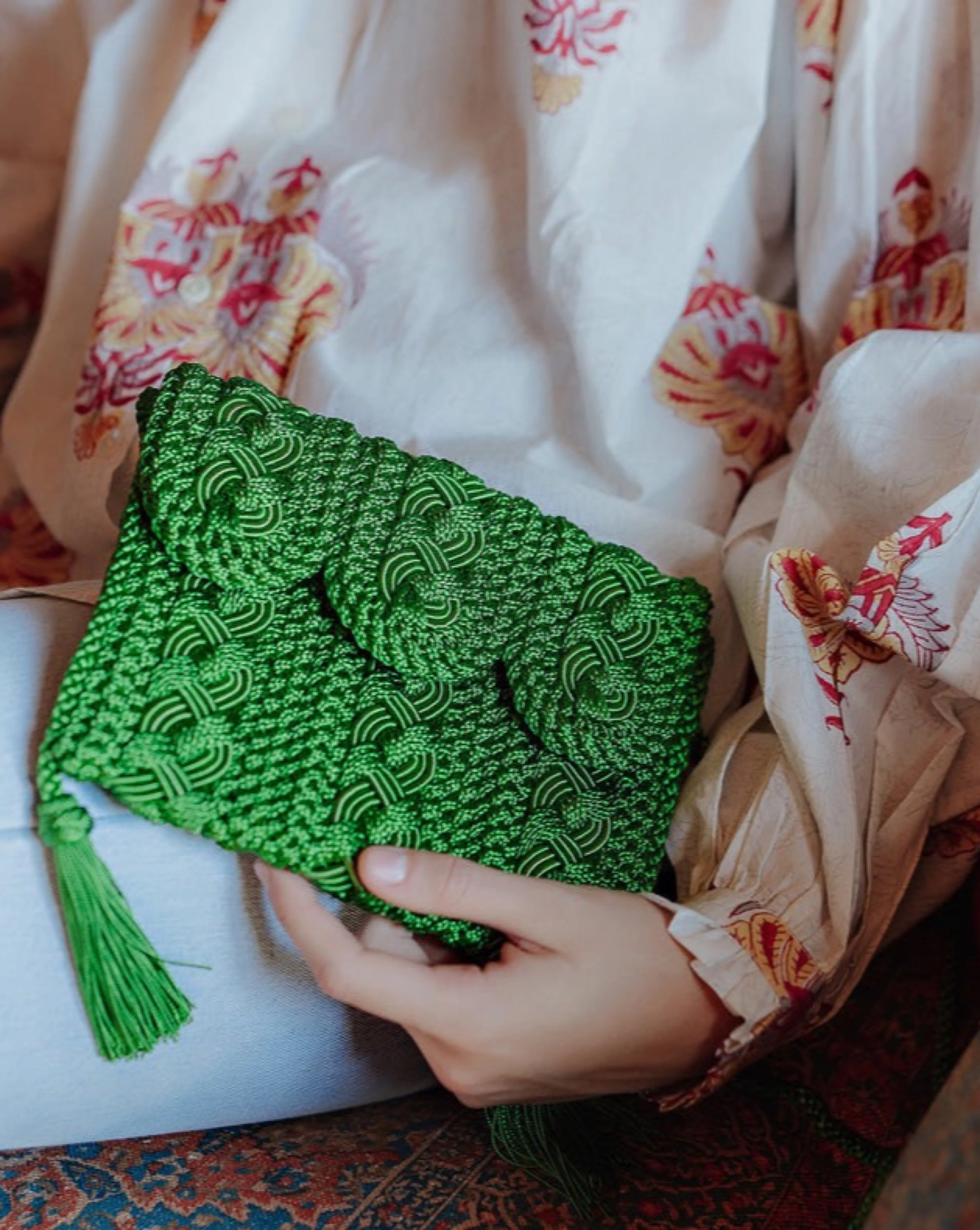 Majorelle Sabra Silk Braided Purse Green - Image 4