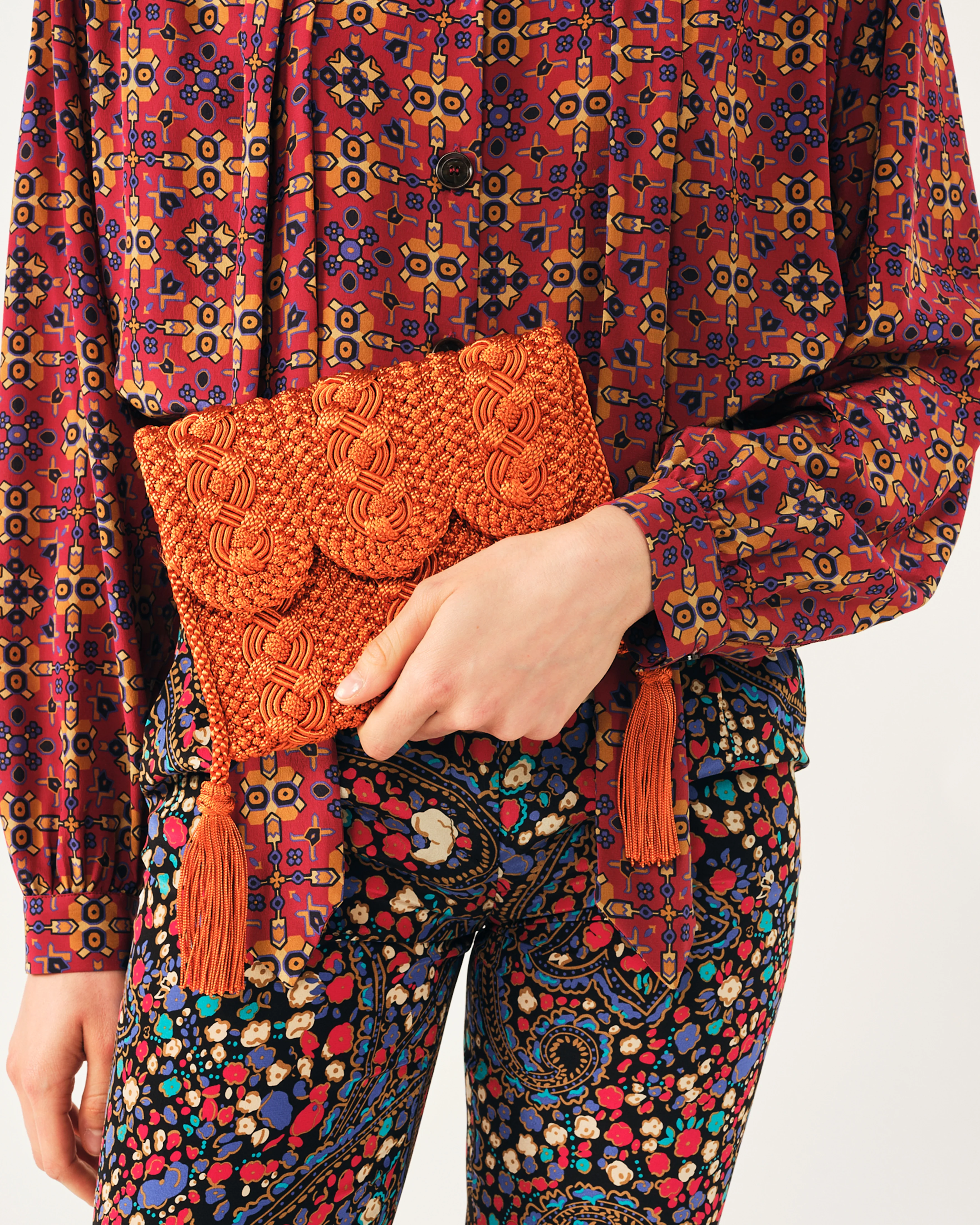Majorelle Sabra Silk Braided Purse Orange - Image 3