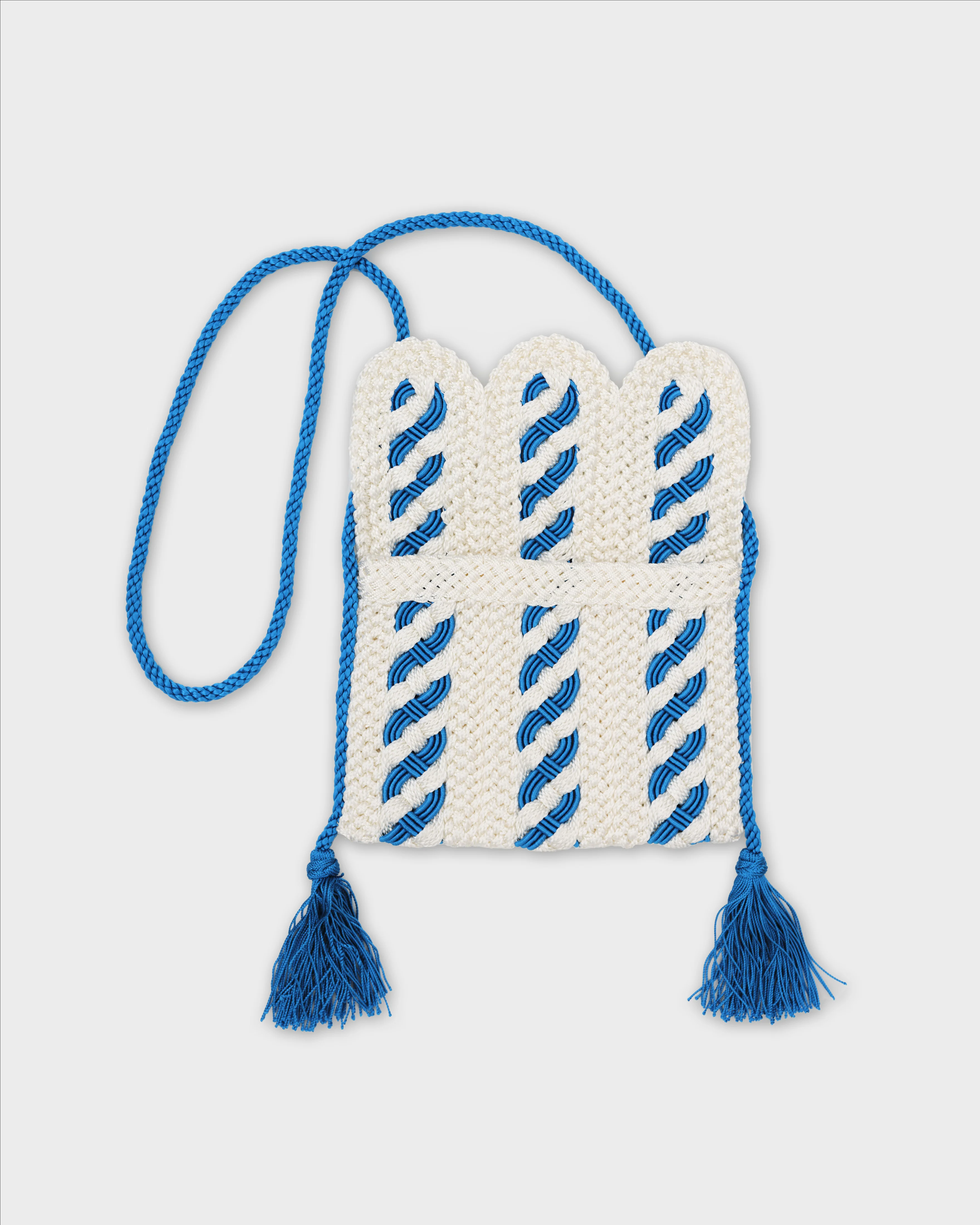 Two-Toned Majorelle Sabra Silk Braided Purse White - Image 3