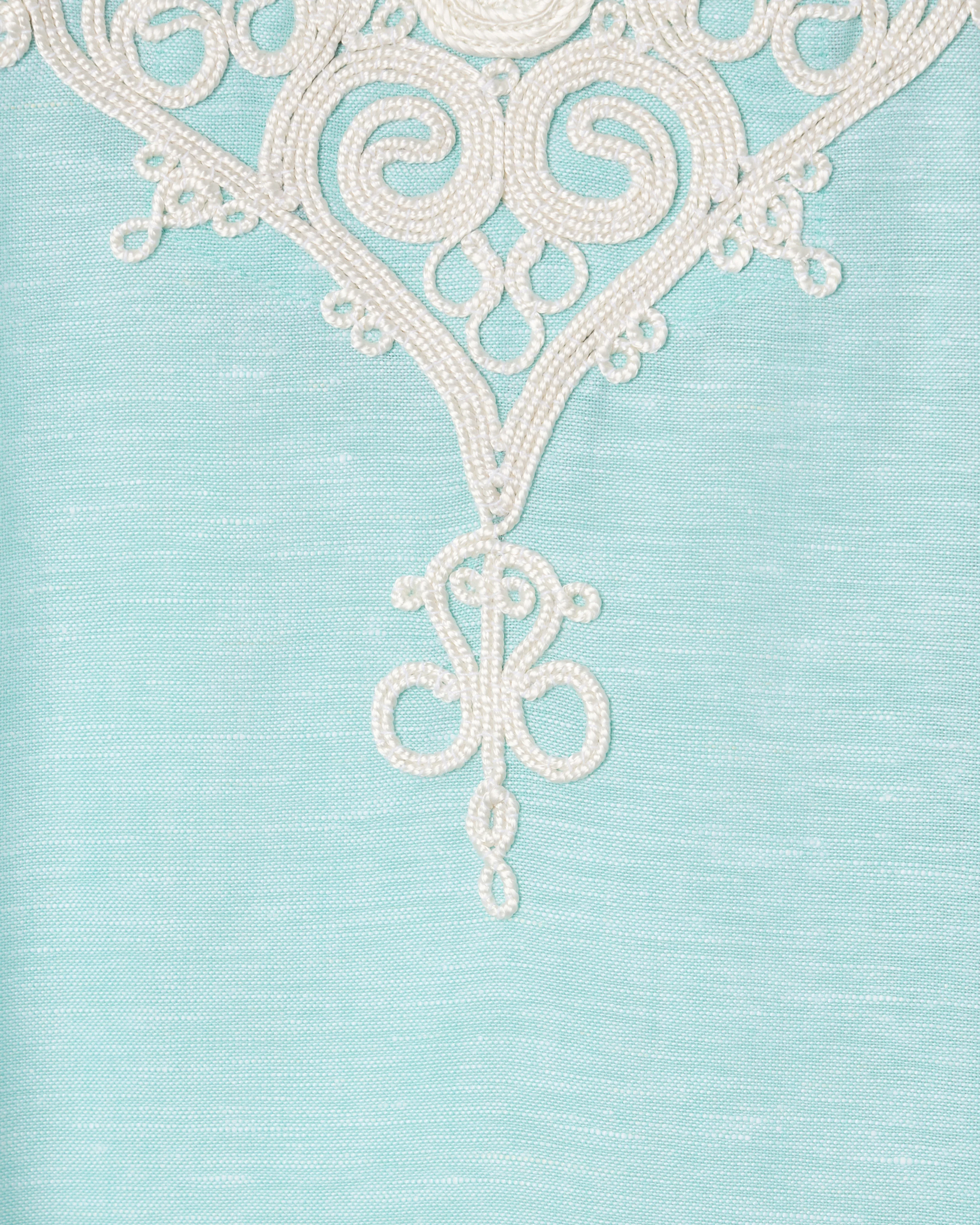 Mamlouk Embroidered Kaftan, Turquoise - Image 3