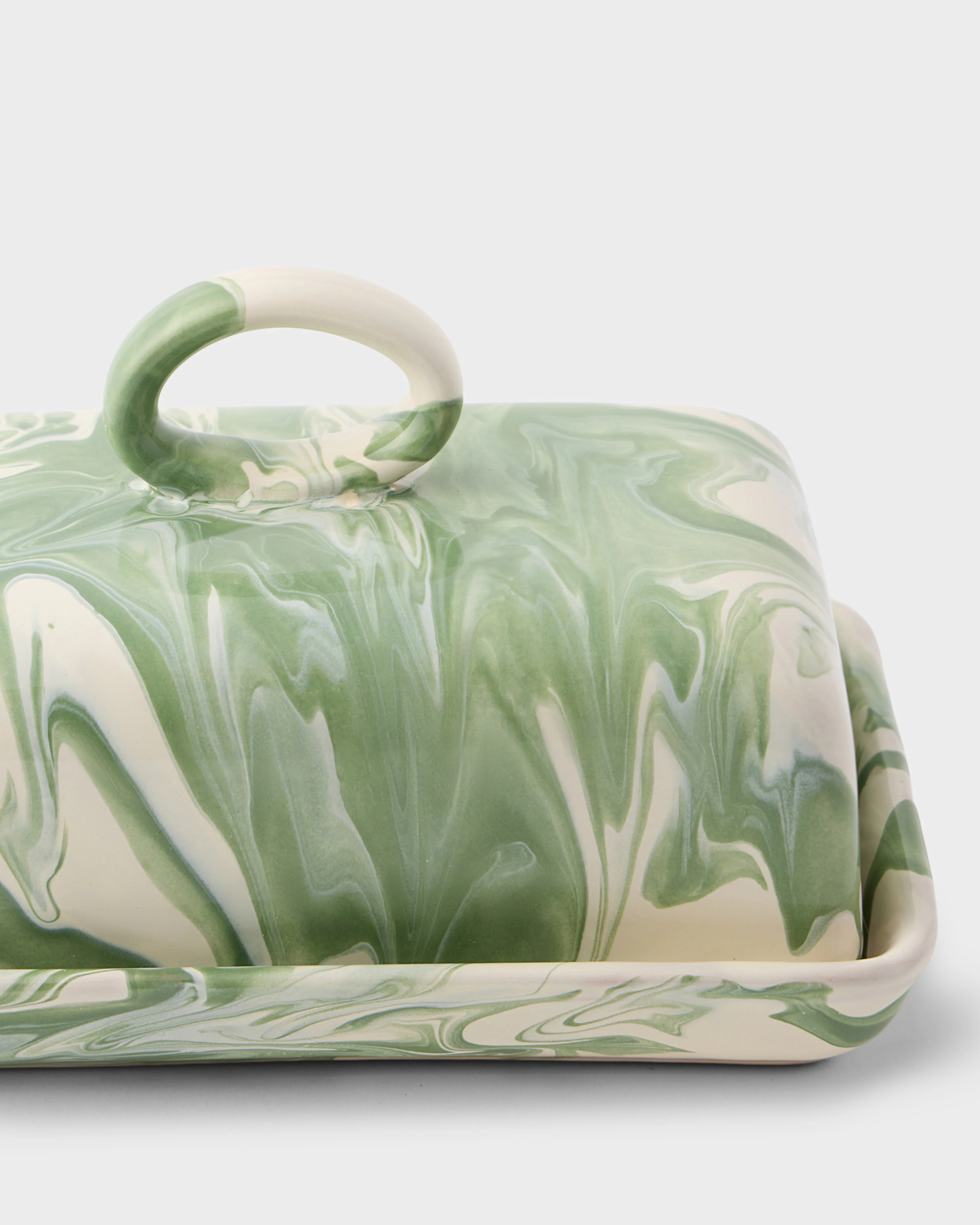 Marbled Green Butter Dish - Image 3