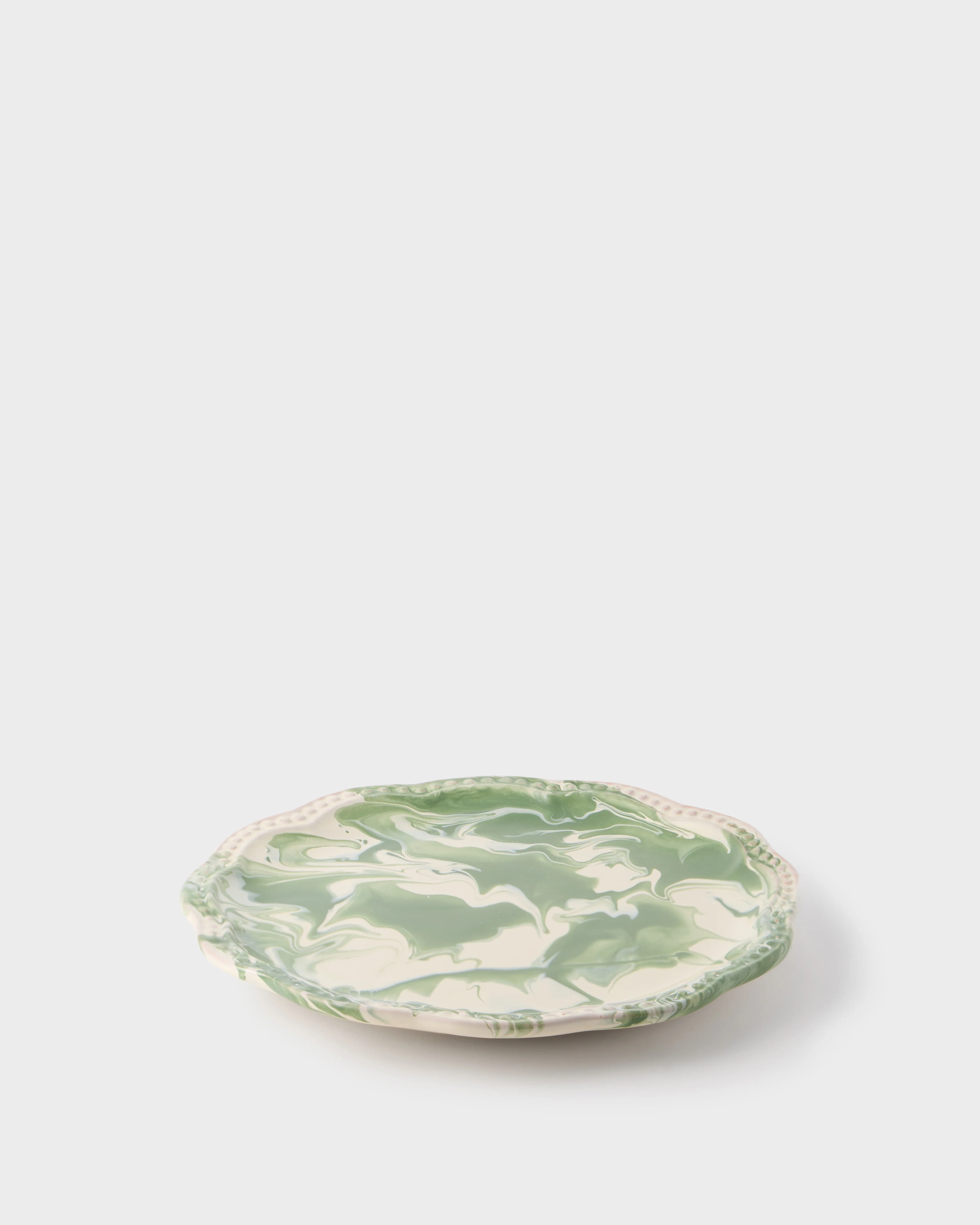 Marbled Scalloped Dessert Plate, Green - Image 3