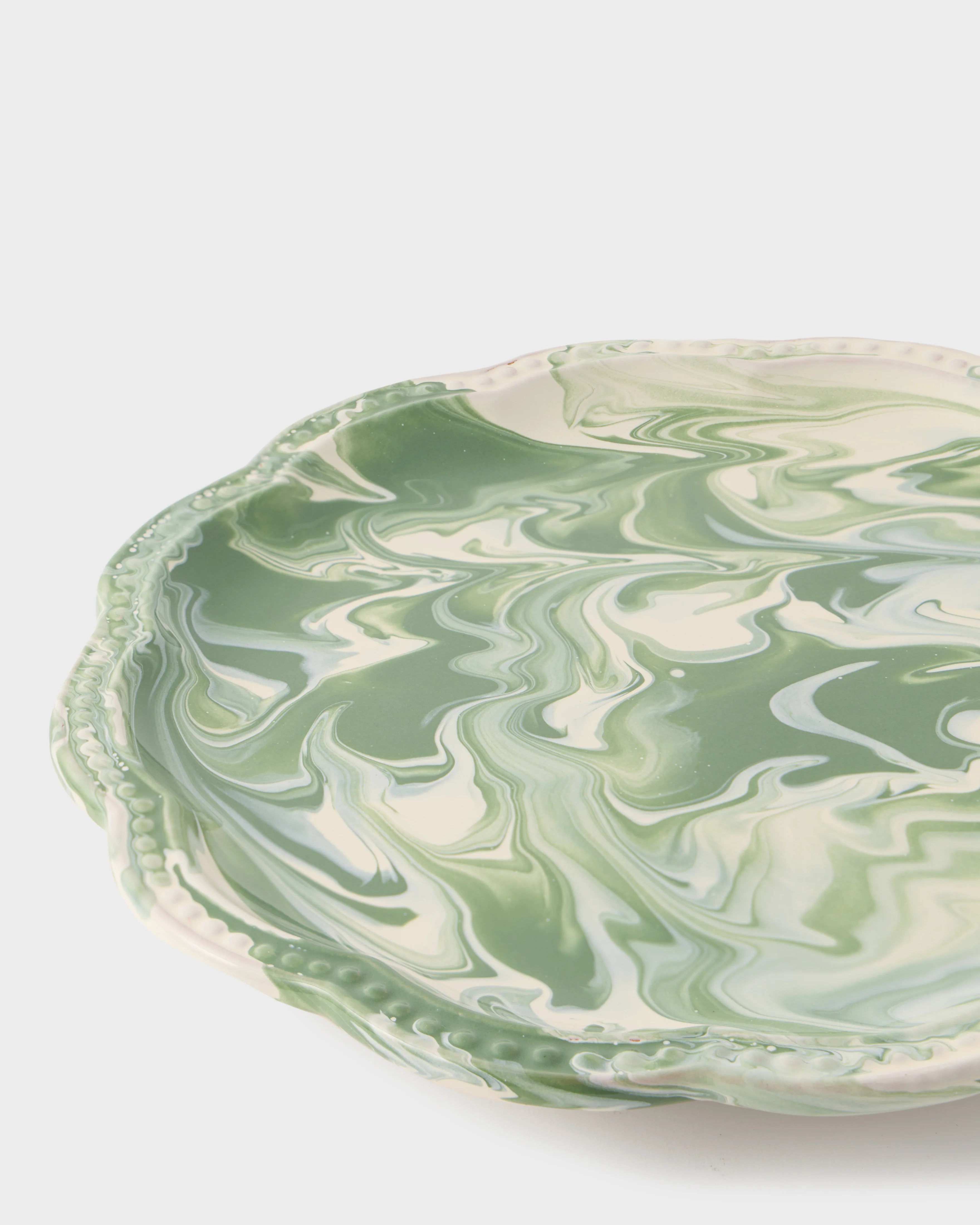 Marbled Scalloped Dinner Plate, Green - Image 3
