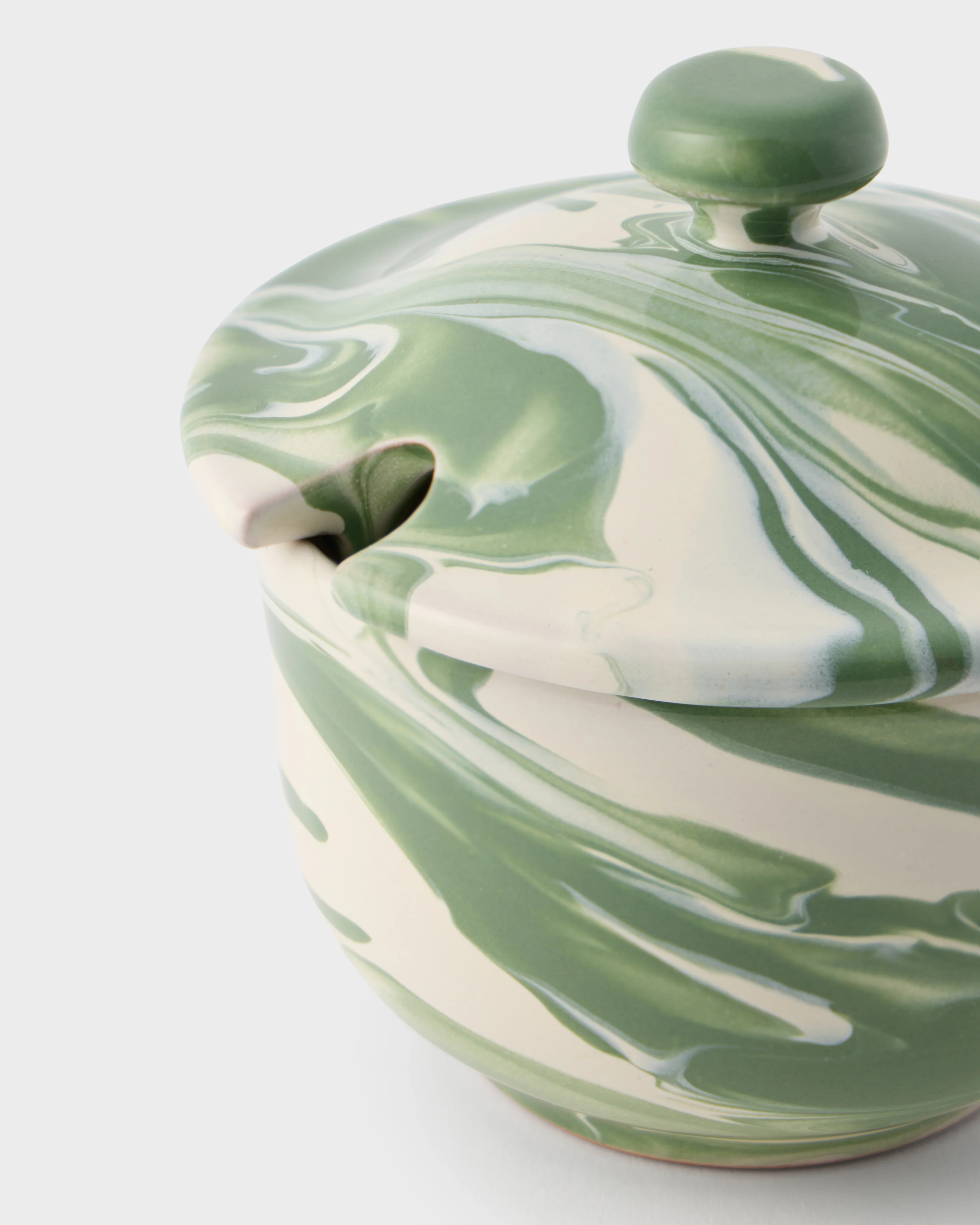 Marbled Green Sugar Bowl - Image 3