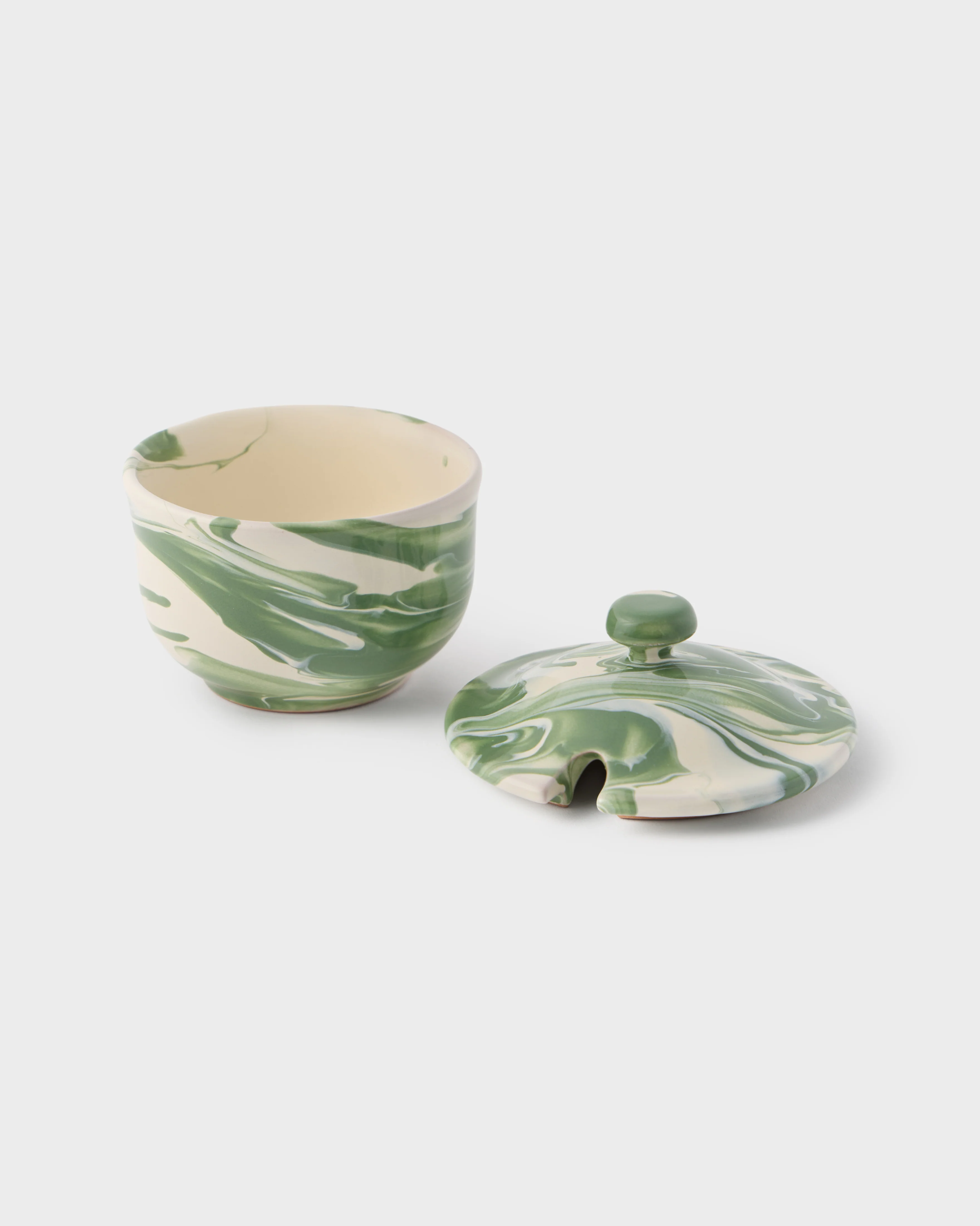 Marbled Green Sugar Bowl - Image 4