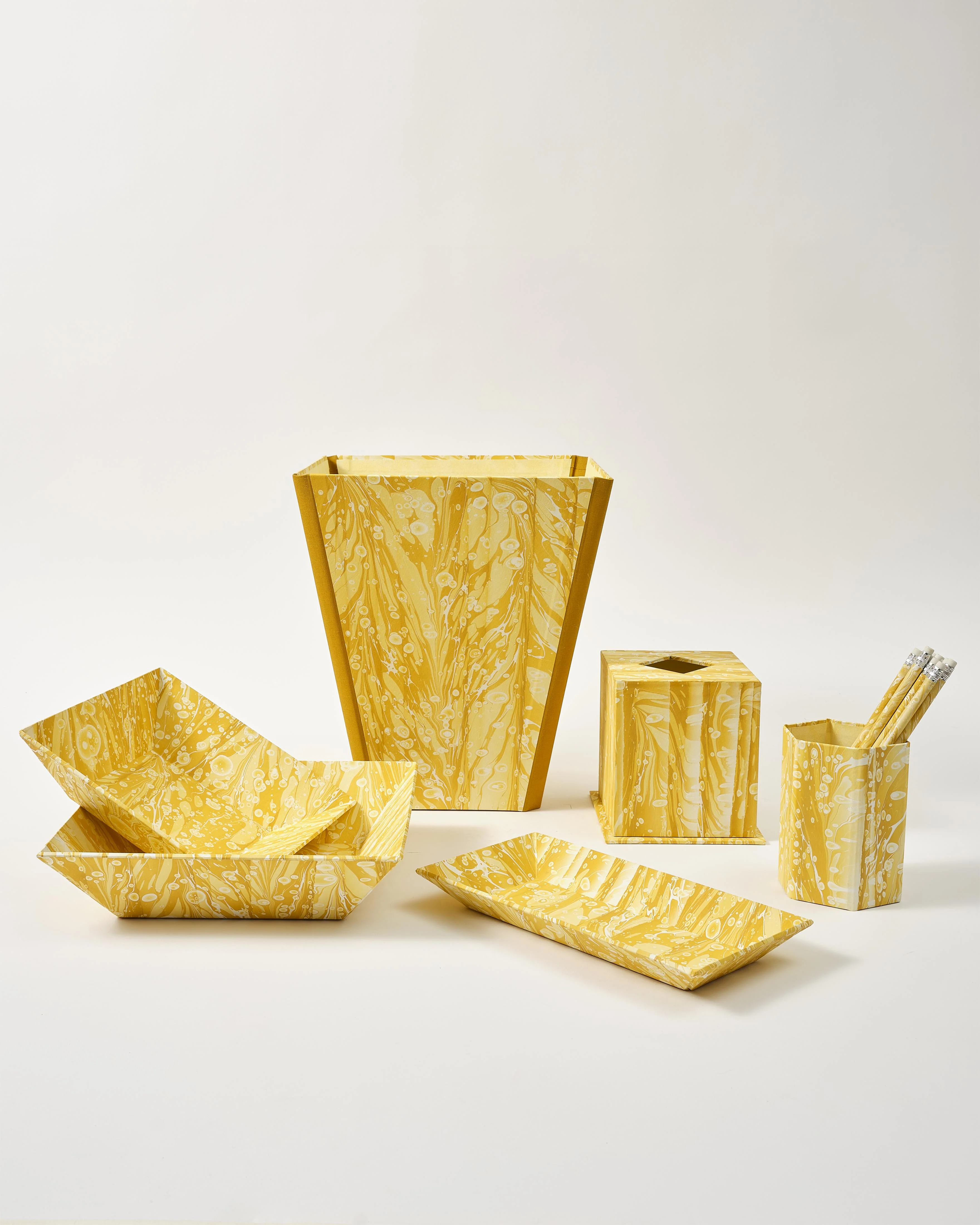 Marbled Pencil Holder Set, Yellow - Image 5