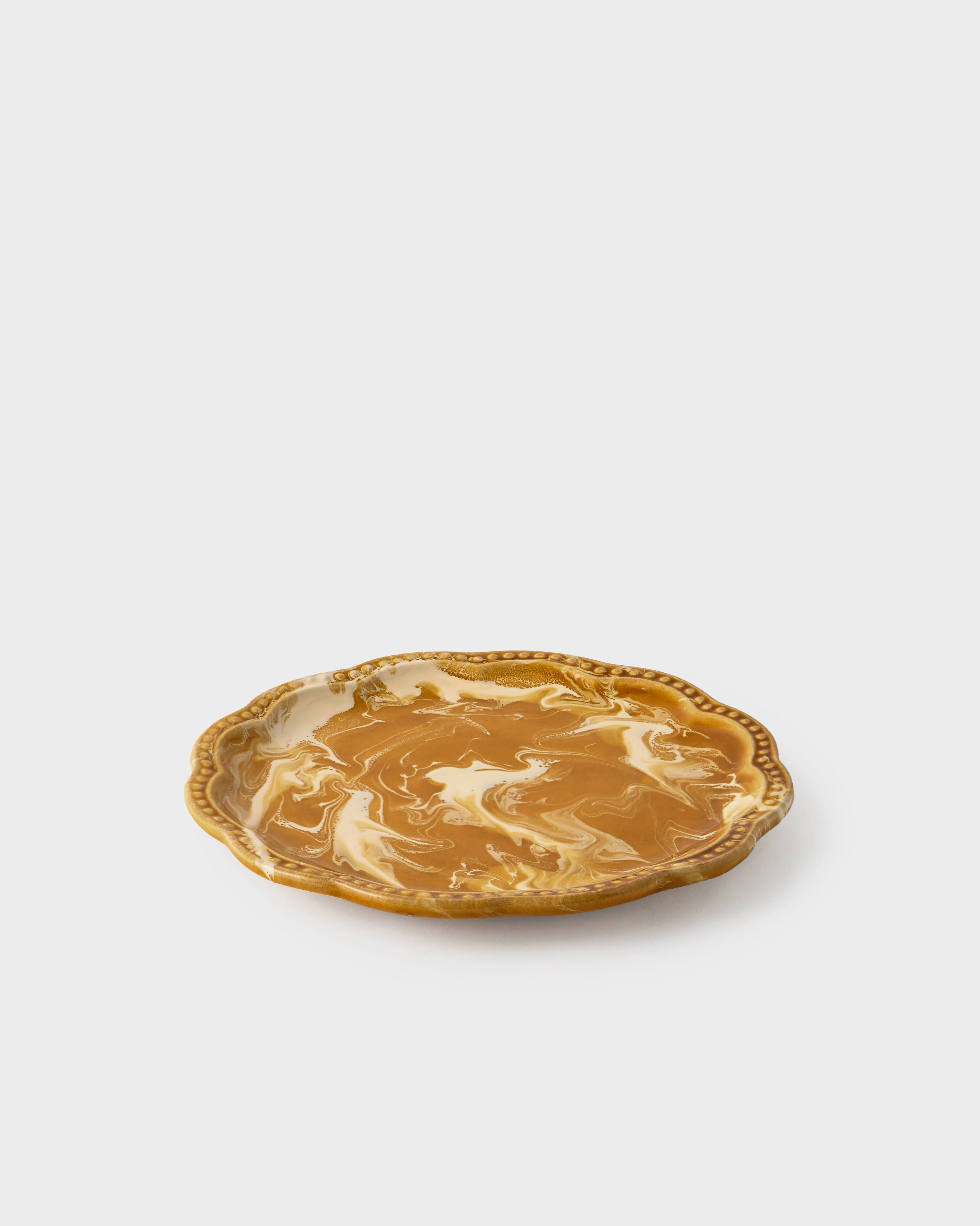 Marbled Scalloped Dessert Plate, Terracotta - Image 3