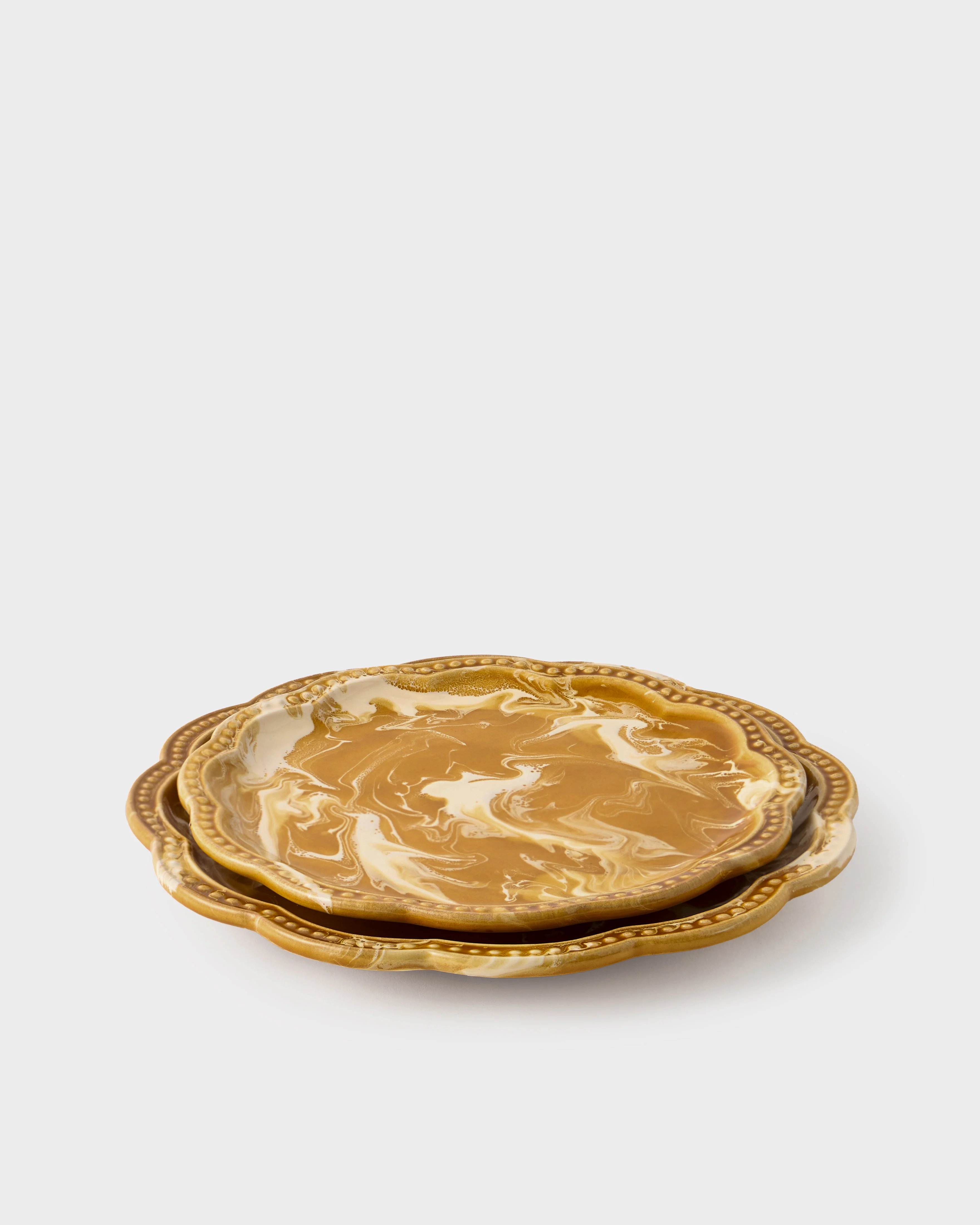 Marbled Scalloped Dessert Plate, Terracotta - Image 5