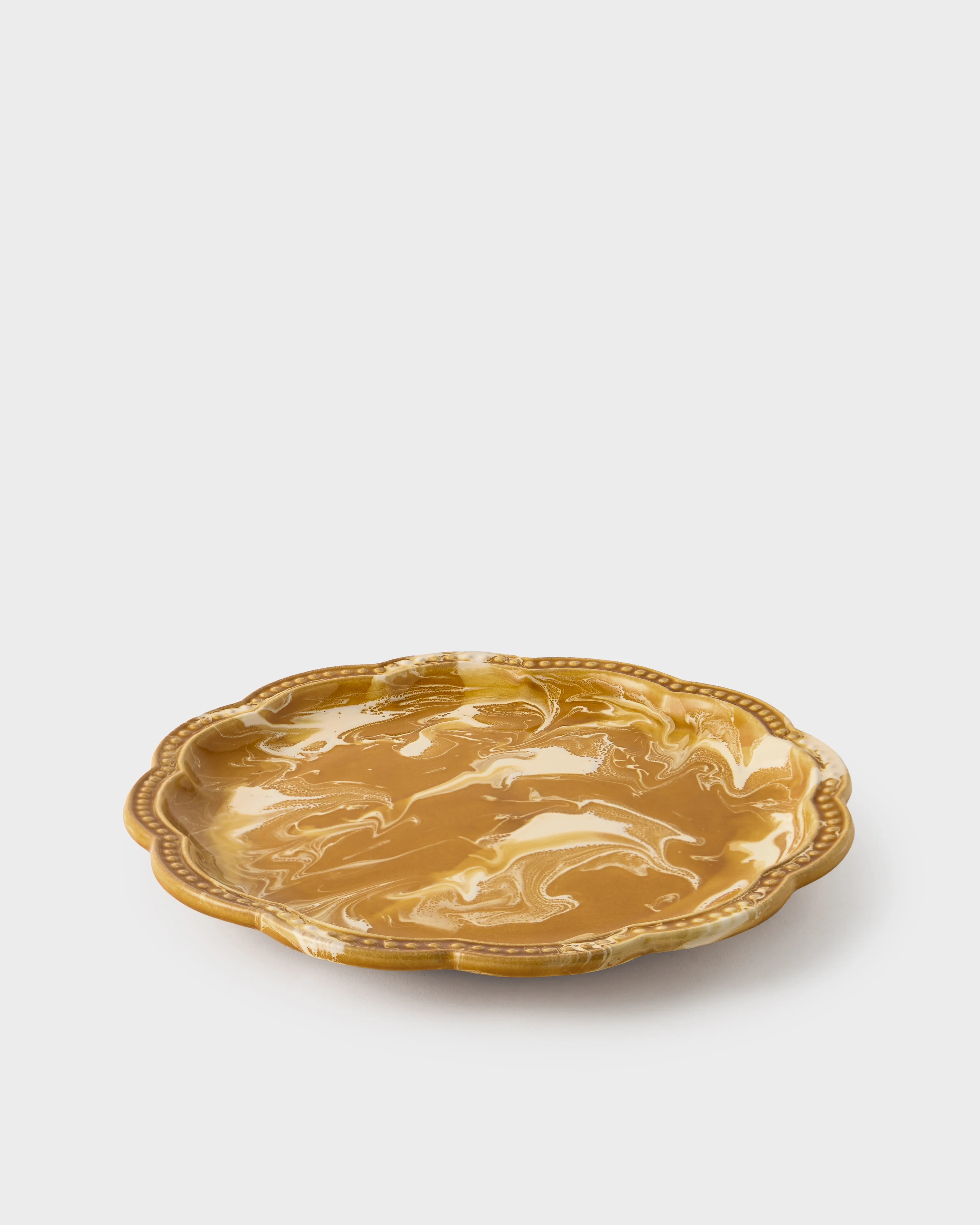 Marbled Scalloped Dinner Plate, Terracotta - Image 3