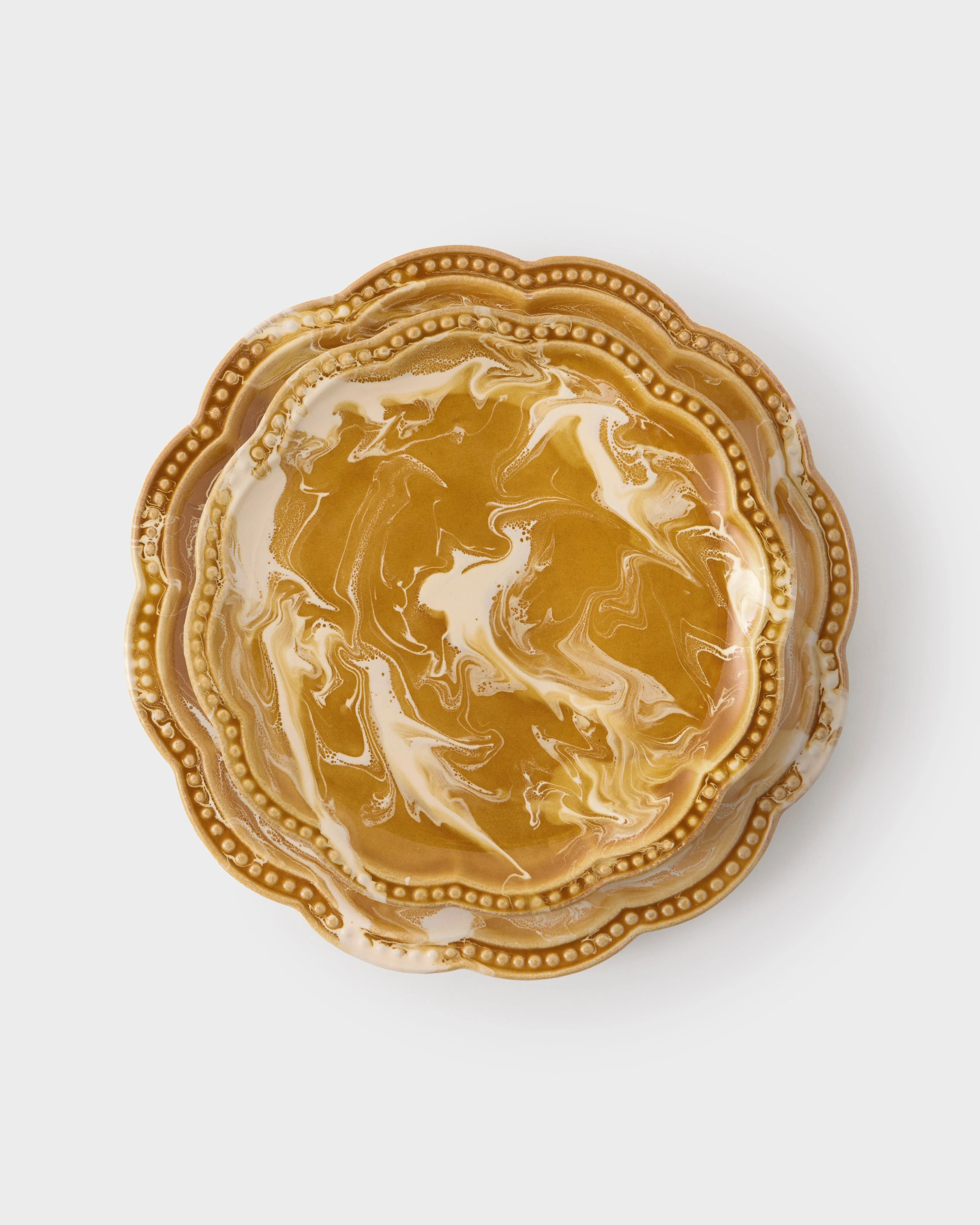 Marbled Scalloped Dinner Plate, Terracotta - Image 6